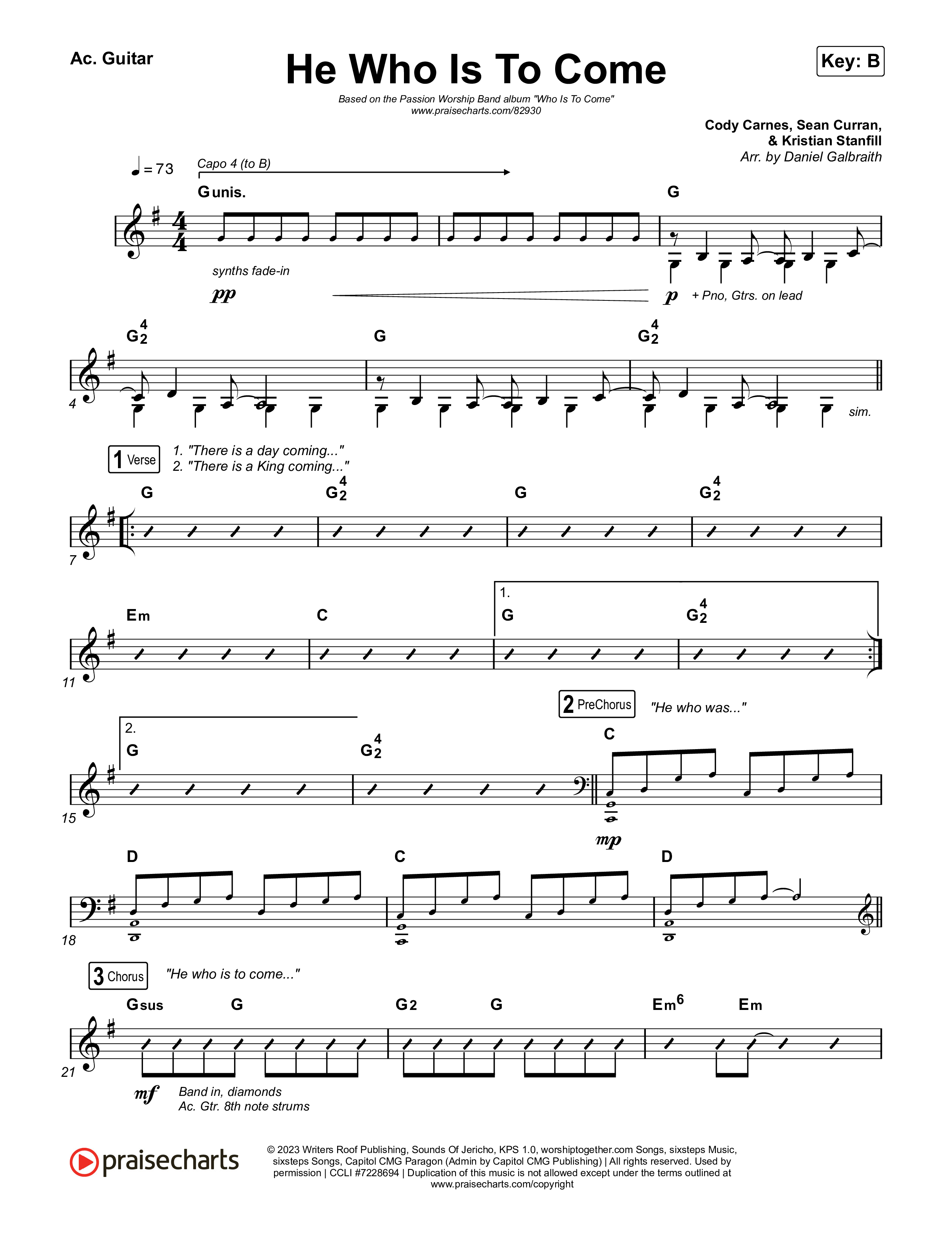 He Who Is To Come Acoustic Guitar (Passion / Cody Carnes / Kristian Stanfill)