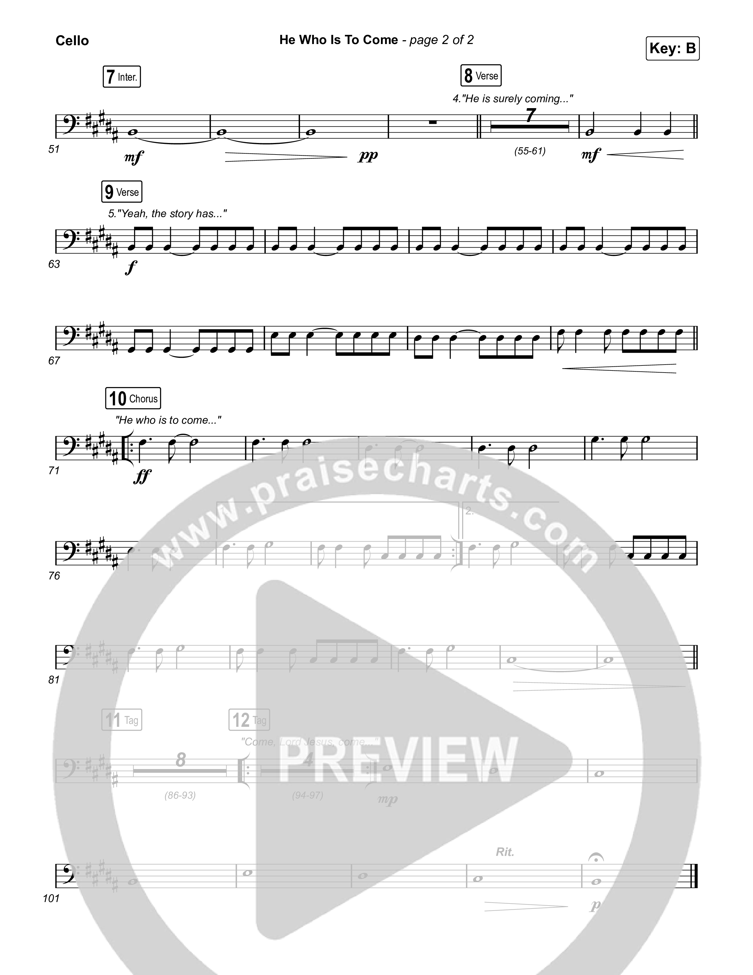 He Who Is To Come Cello (Passion / Cody Carnes / Kristian Stanfill)