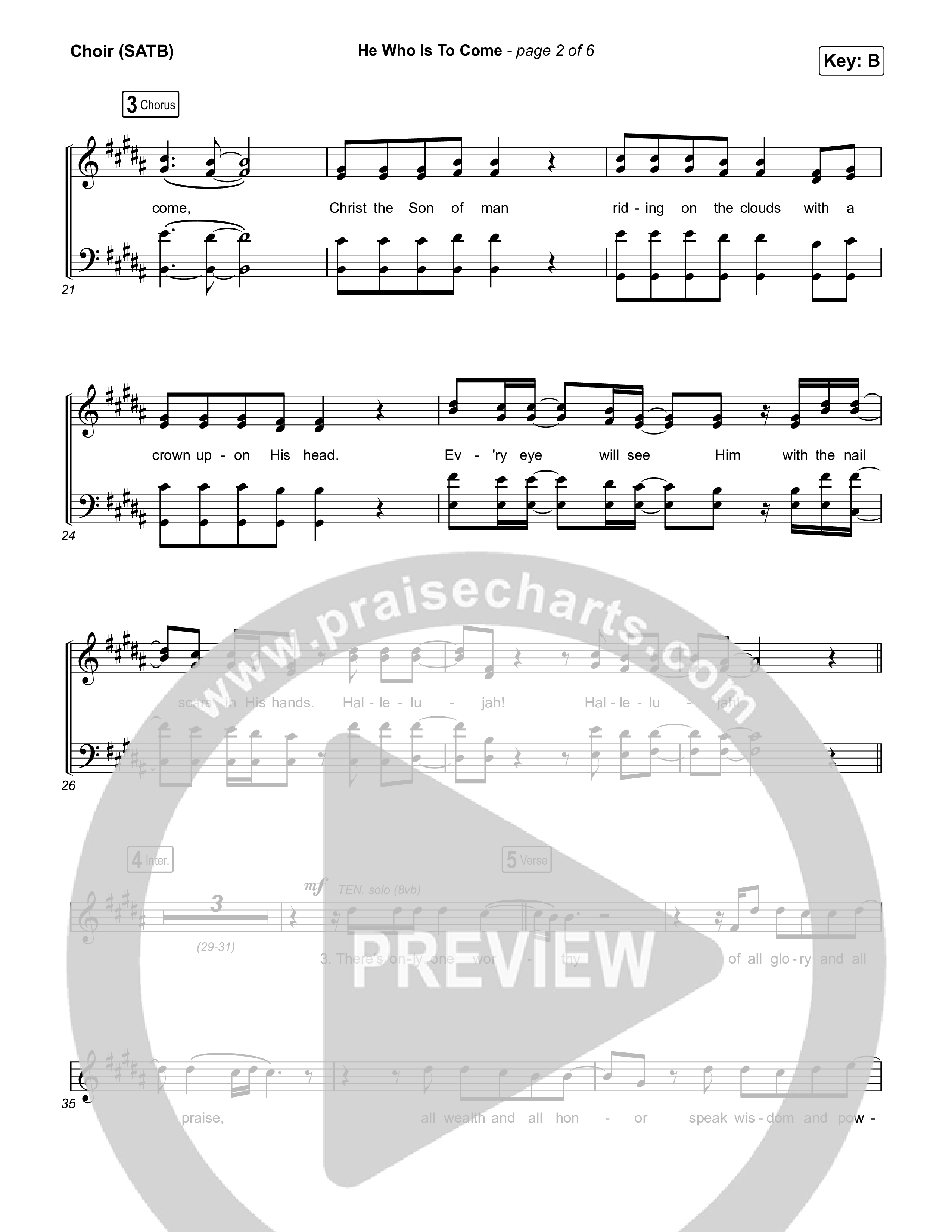 He Who Is To Come Choir Sheet (SATB) (Passion / Cody Carnes / Kristian Stanfill)