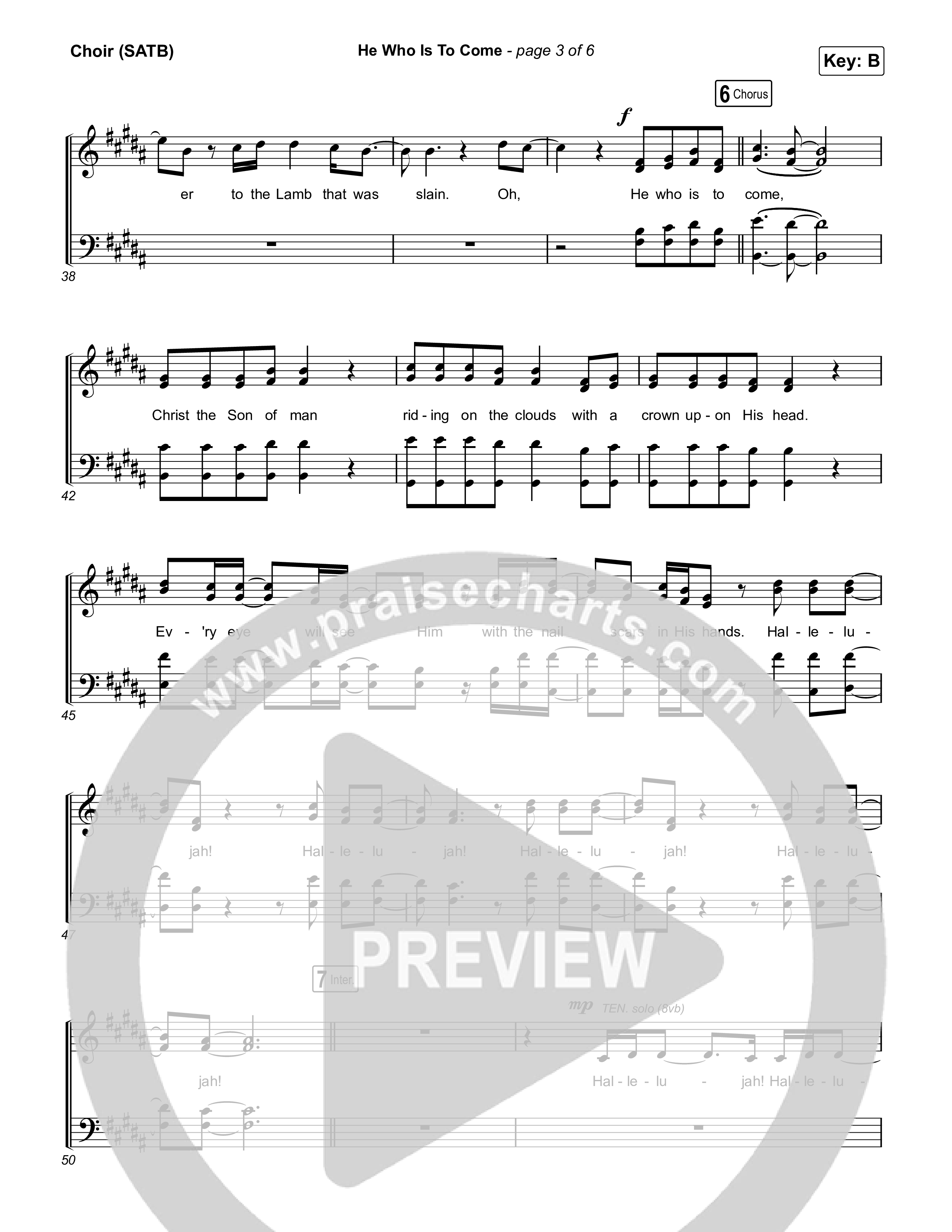 He Who Is To Come Choir Sheet (SATB) (Passion / Cody Carnes / Kristian Stanfill)