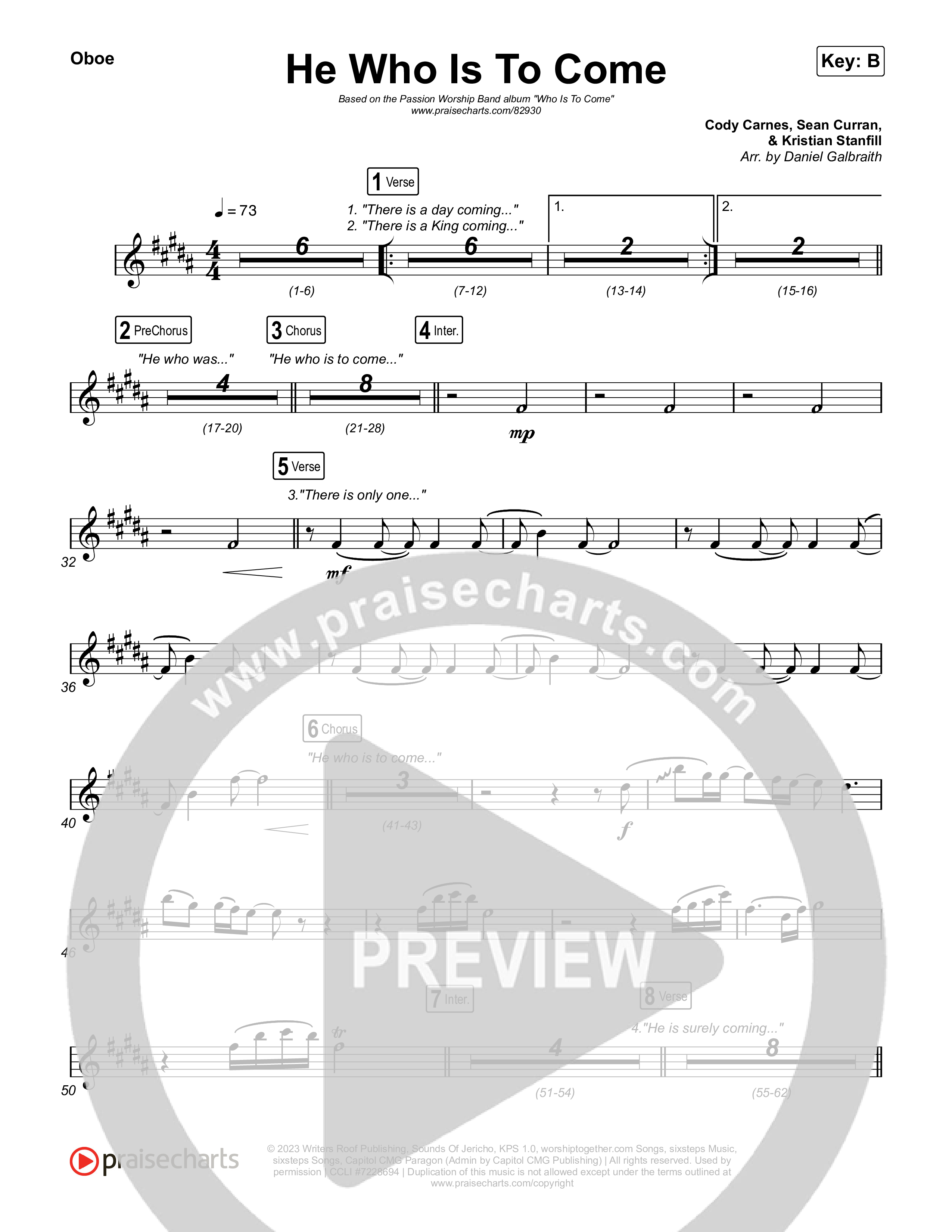 He Who Is To Come Oboe (Passion / Cody Carnes / Kristian Stanfill)