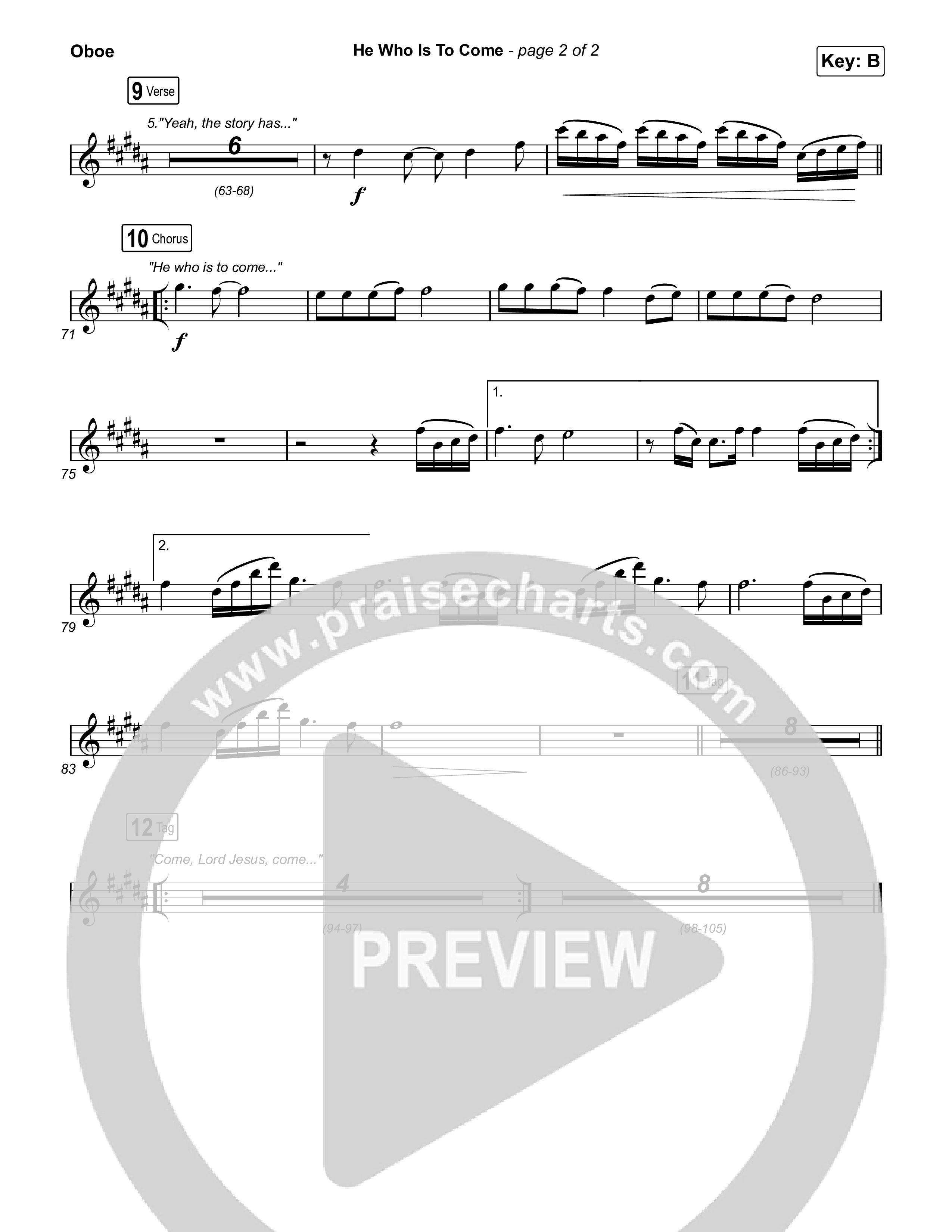 He Who Is To Come Oboe (Passion / Cody Carnes / Kristian Stanfill)