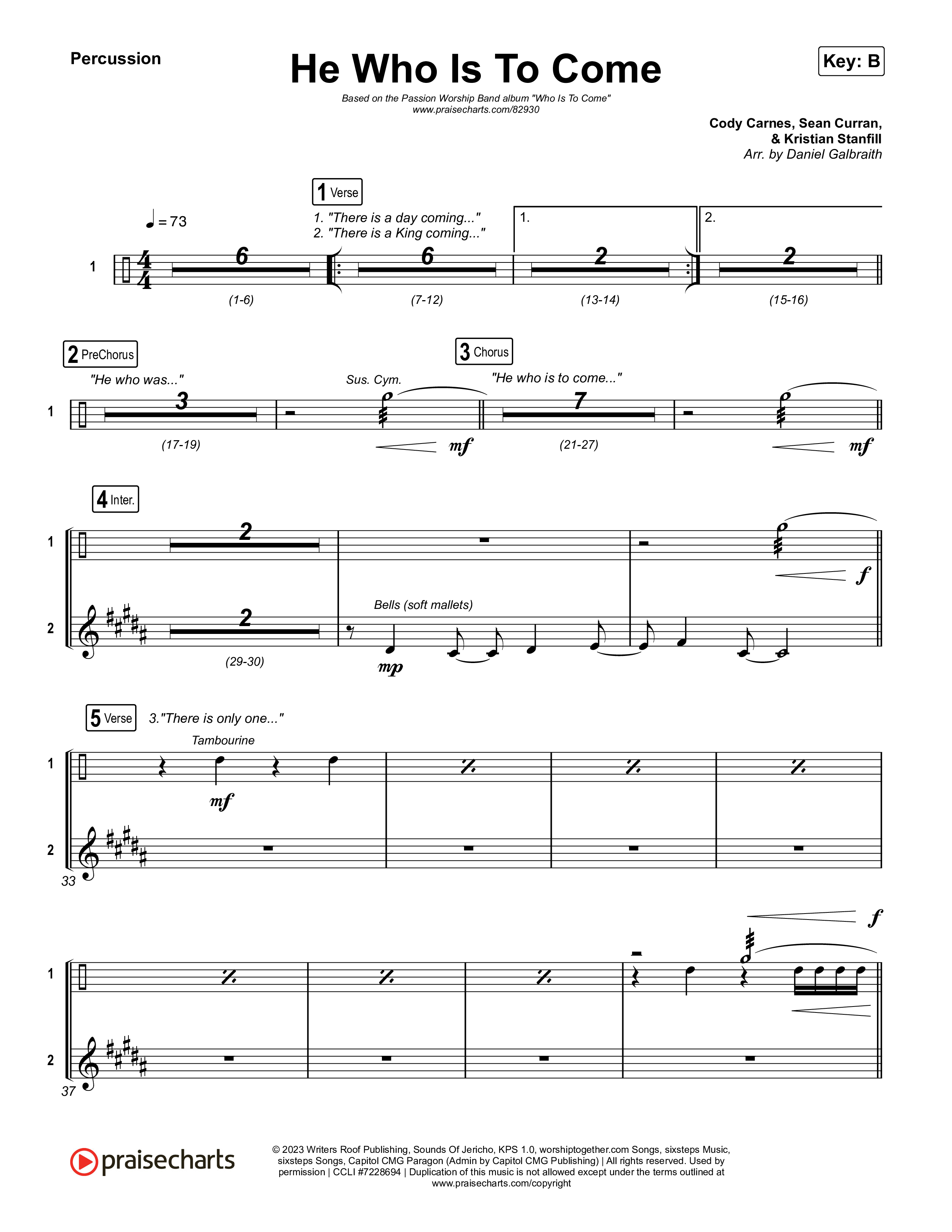He Who Is To Come Percussion (Passion / Cody Carnes / Kristian Stanfill)
