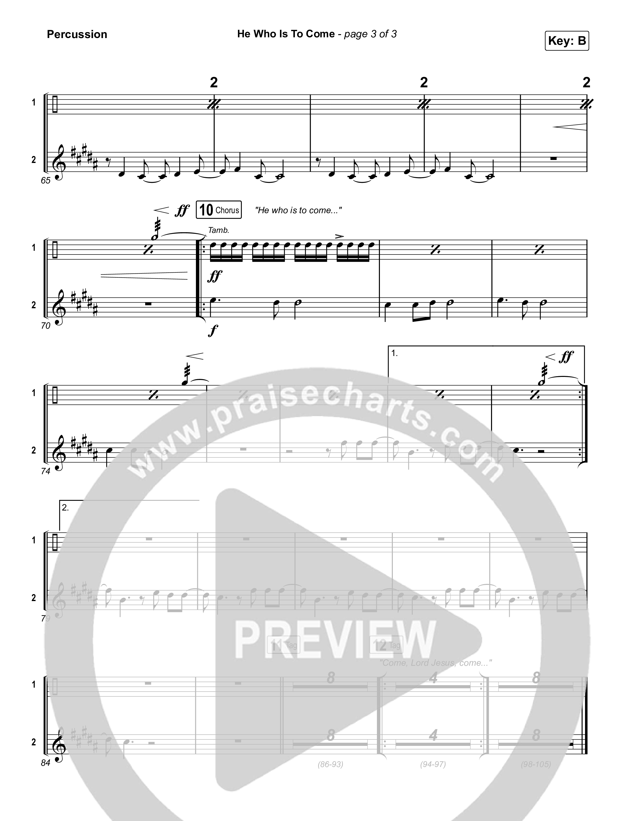 He Who Is To Come Percussion (Passion / Cody Carnes / Kristian Stanfill)