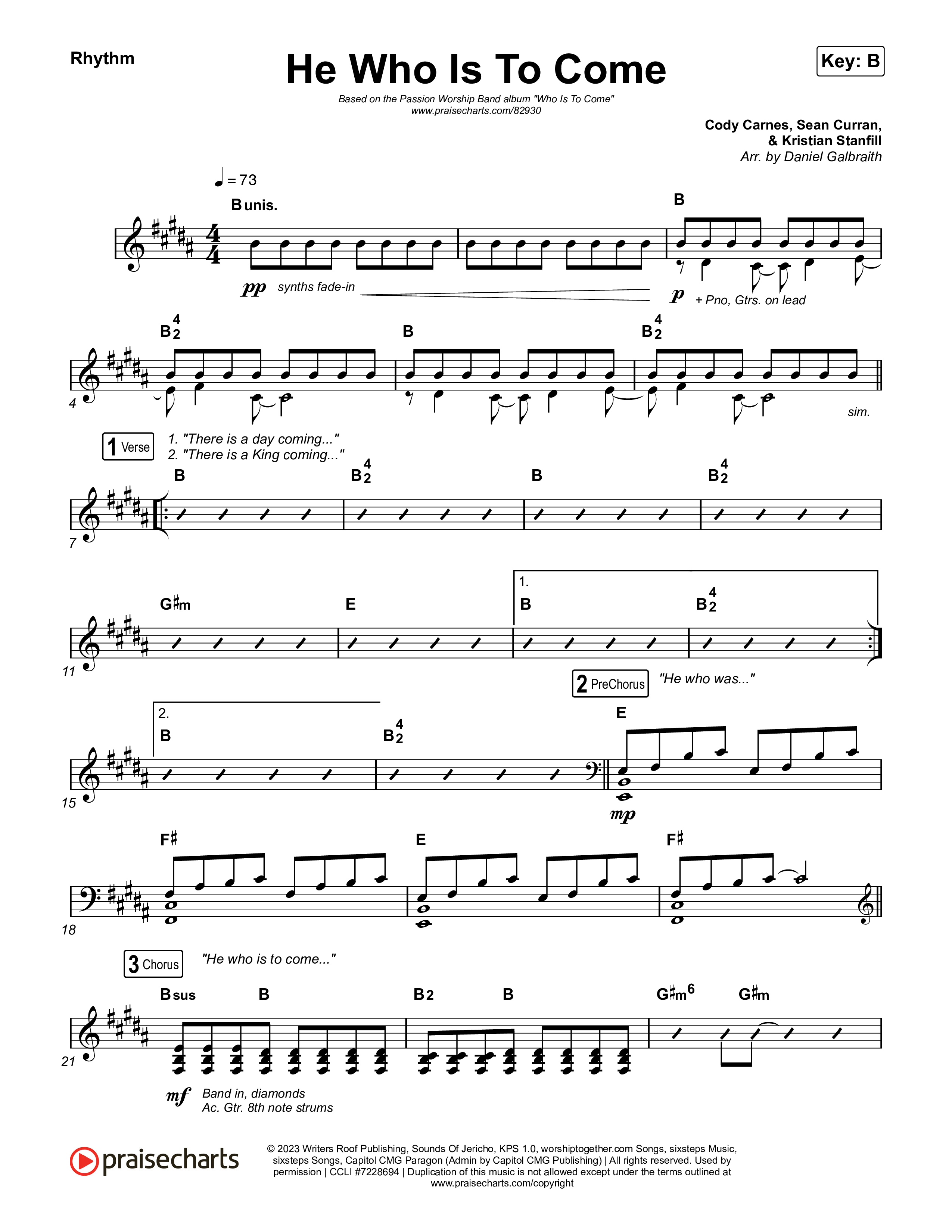 He Who Is To Come Rhythm Chart (Passion / Cody Carnes / Kristian Stanfill)