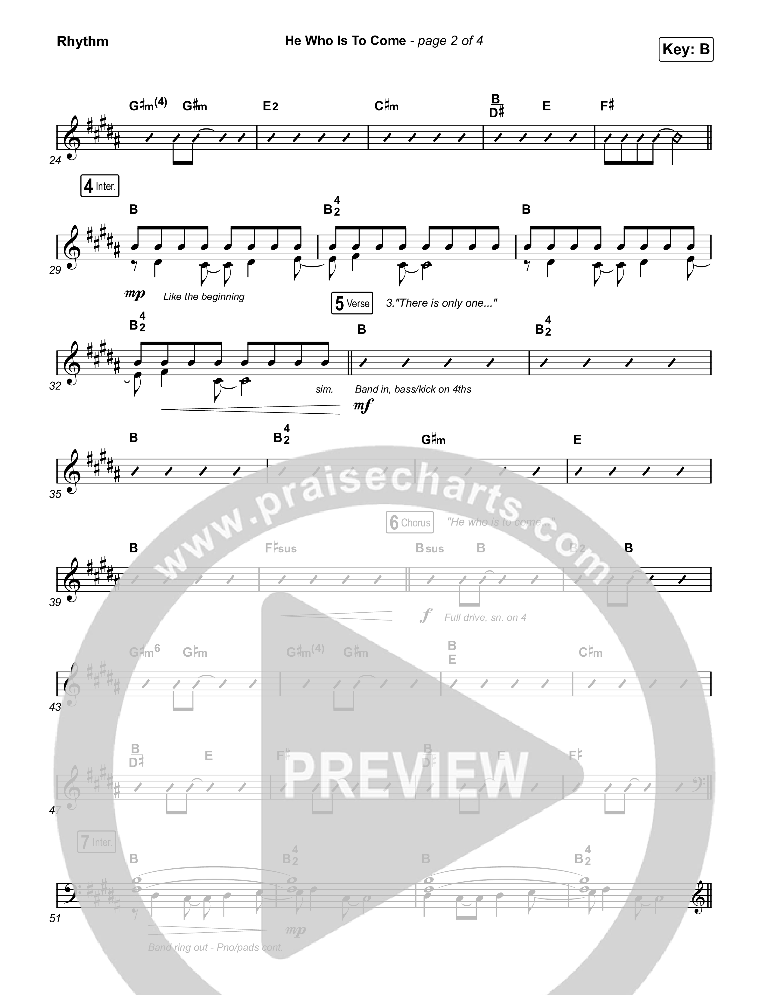 He Who Is To Come Rhythm Chart (Passion / Cody Carnes / Kristian Stanfill)