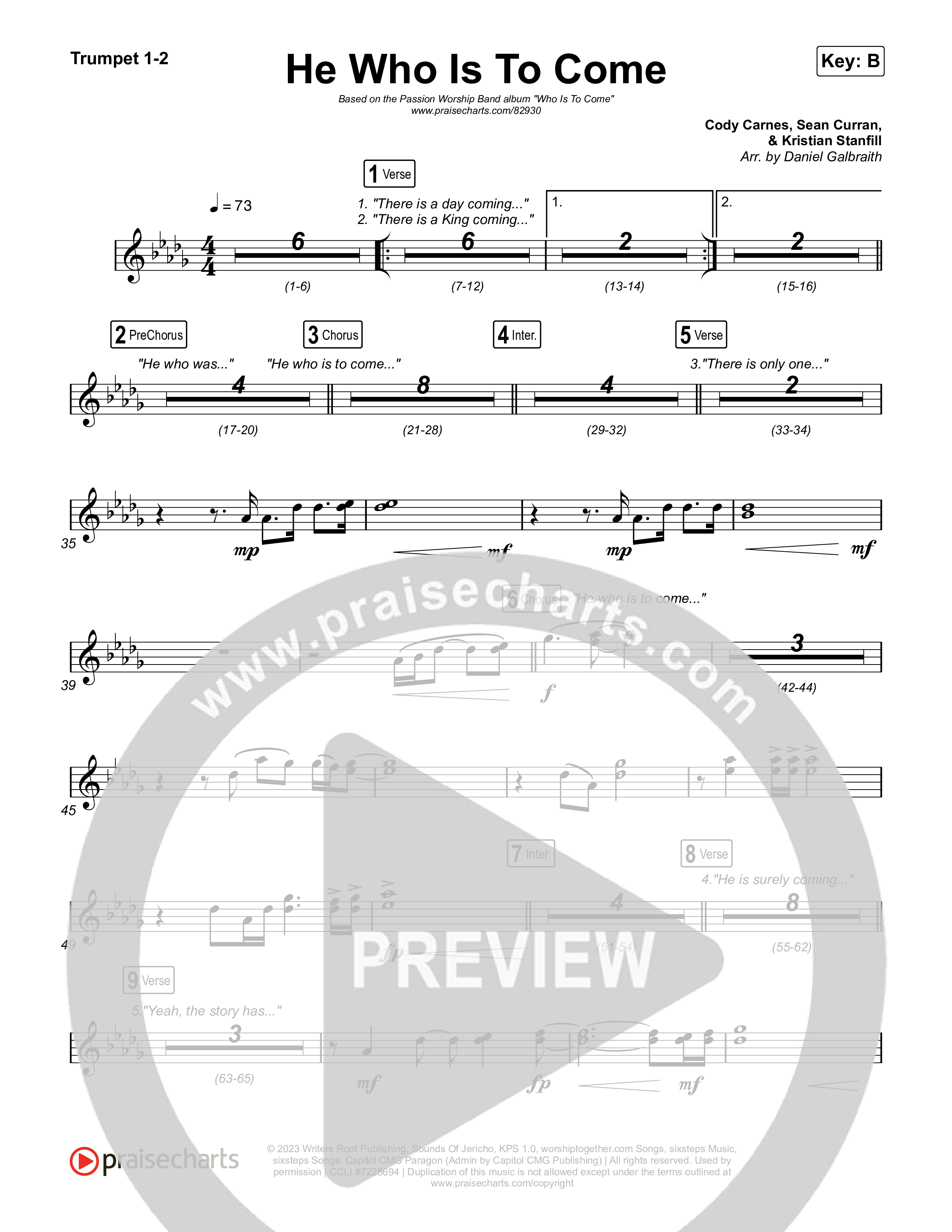 He Who Is To Come Trumpet 1,2 (Passion / Cody Carnes / Kristian Stanfill)