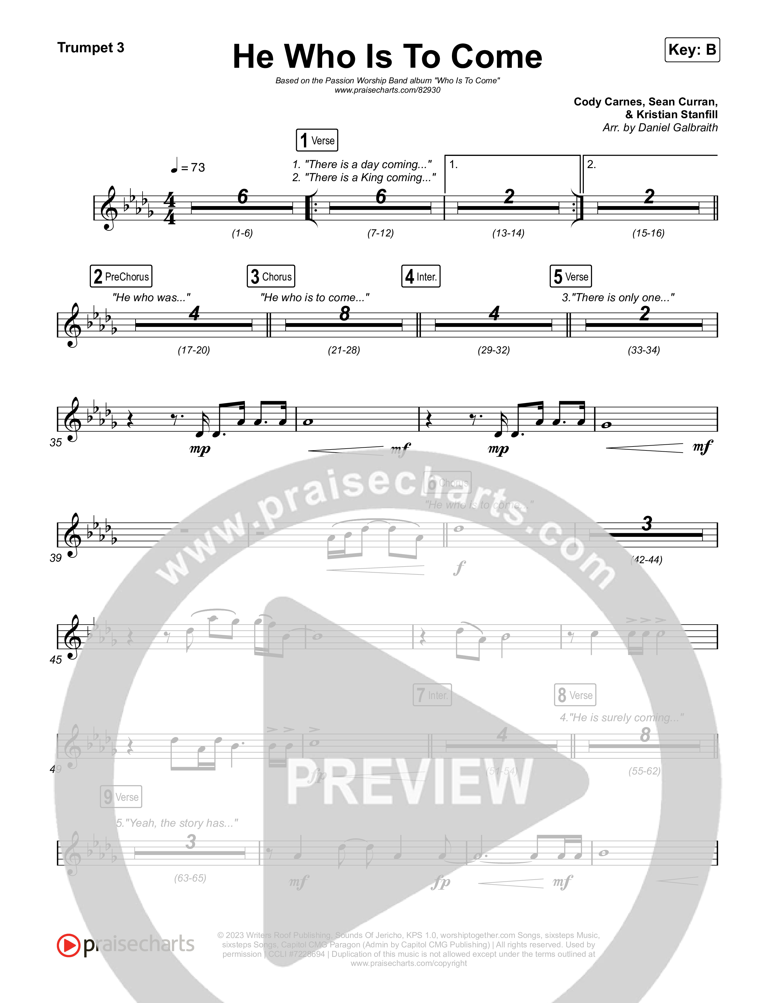 He Who Is To Come Trumpet 1,2 (Passion / Cody Carnes / Kristian Stanfill)