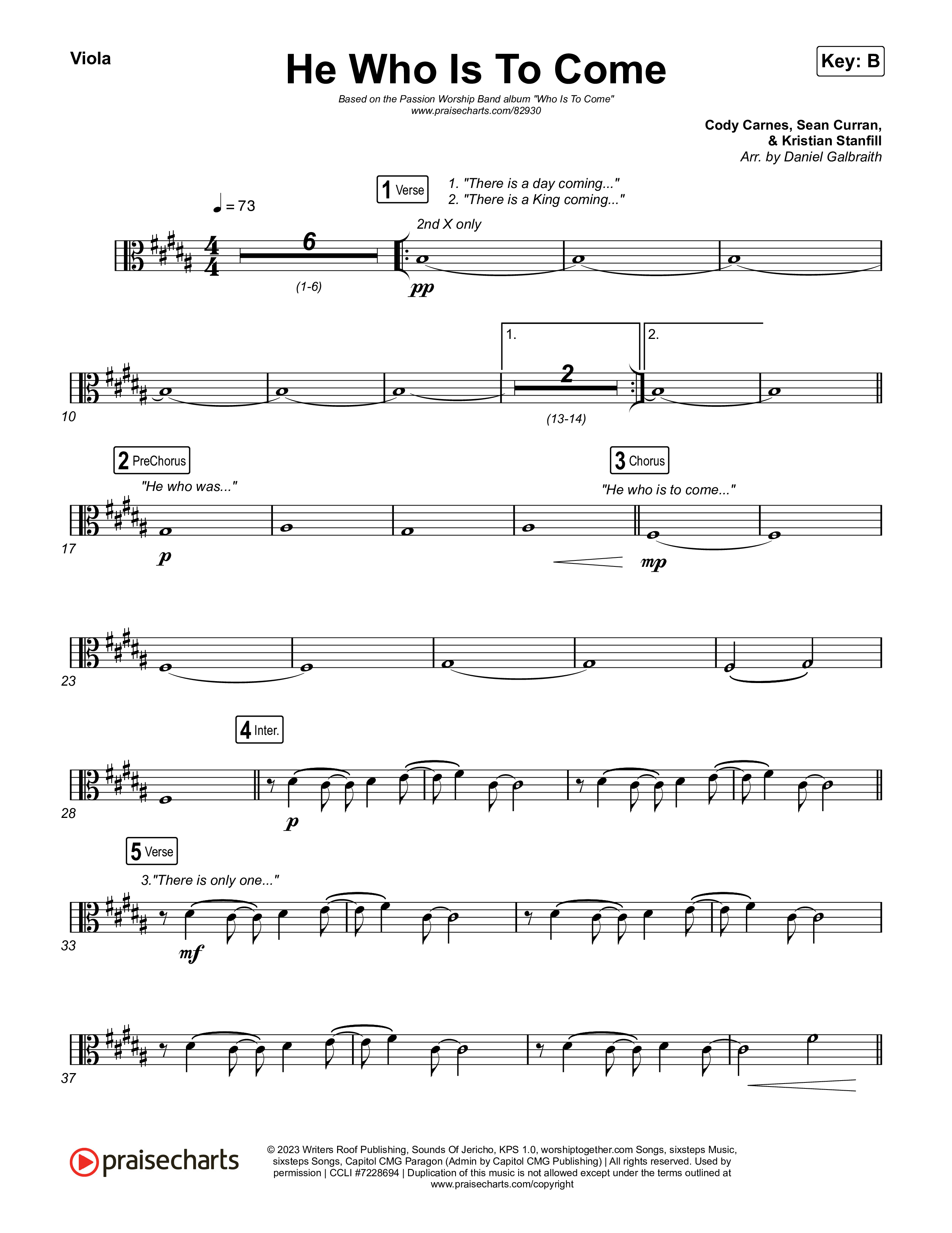 He Who Is To Come Viola (Passion / Cody Carnes / Kristian Stanfill)