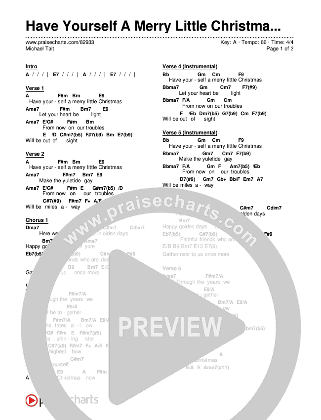 Have Yourself A Merry Little Christmas Chords & Lyrics (Michael Tait)
