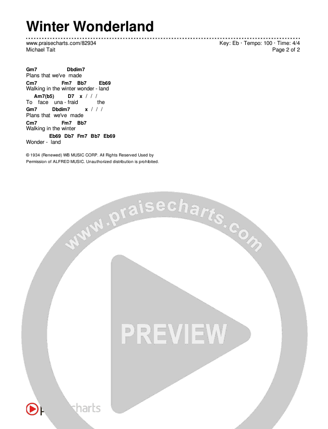 Winter Wonderland  Chords & Lyrics (Michael Tait)