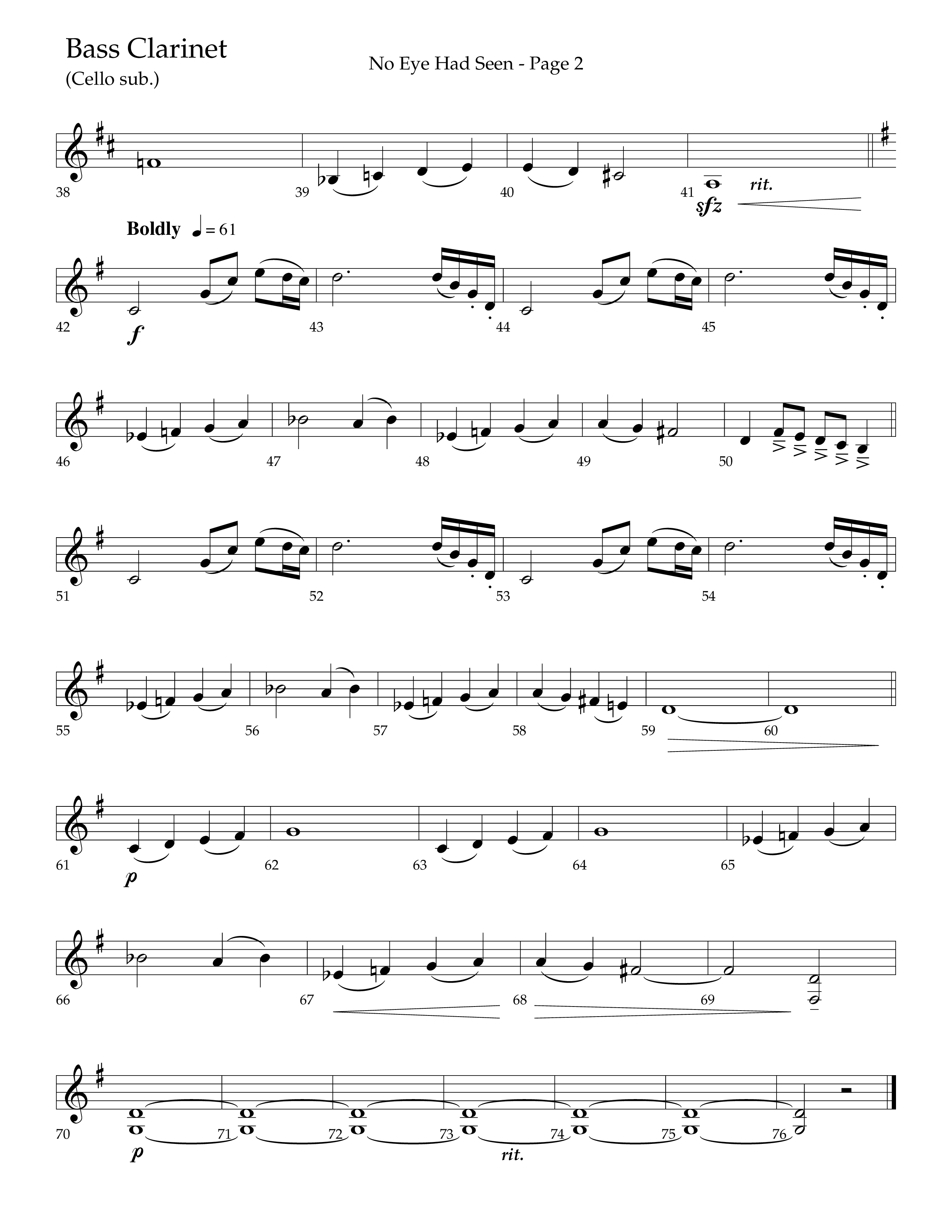 No Eye Had Seen (Choir Edition / Sing It Now) Bass Clarinet (Lifeway Choral / Arr. Travis Cottrell / Orch. Phillip Keveren)