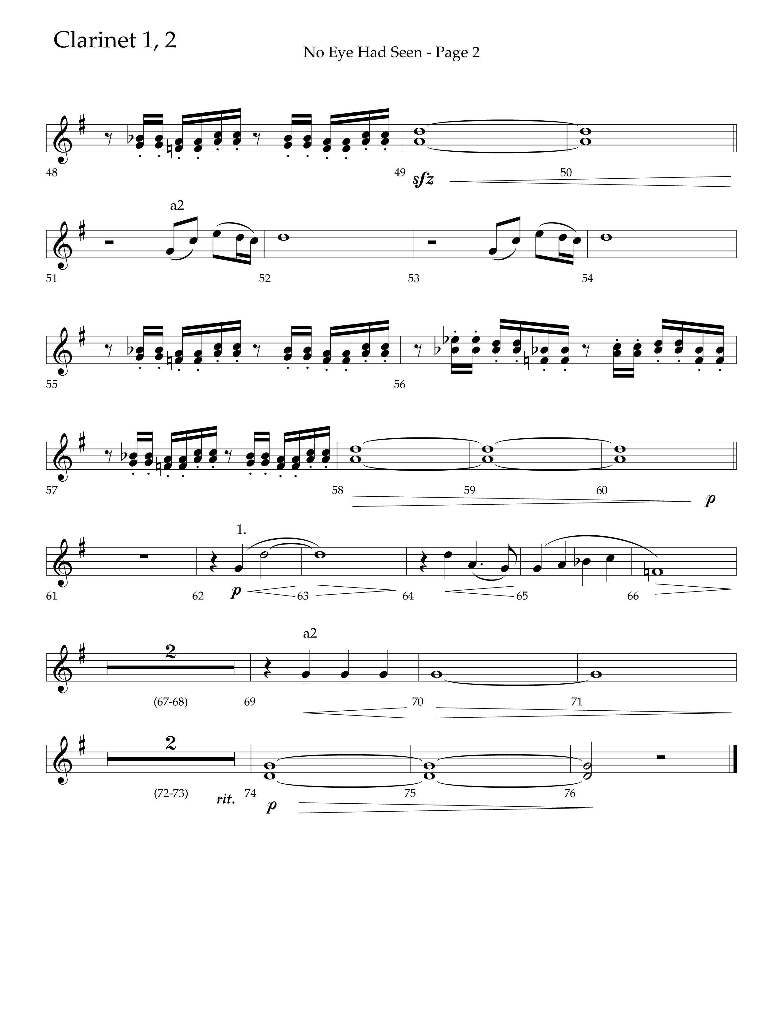 No Eye Had Seen (Choir Edition / Sing It Now) Clarinet 1/2 (Lifeway Choral / Arr. Travis Cottrell / Orch. Phillip Keveren)