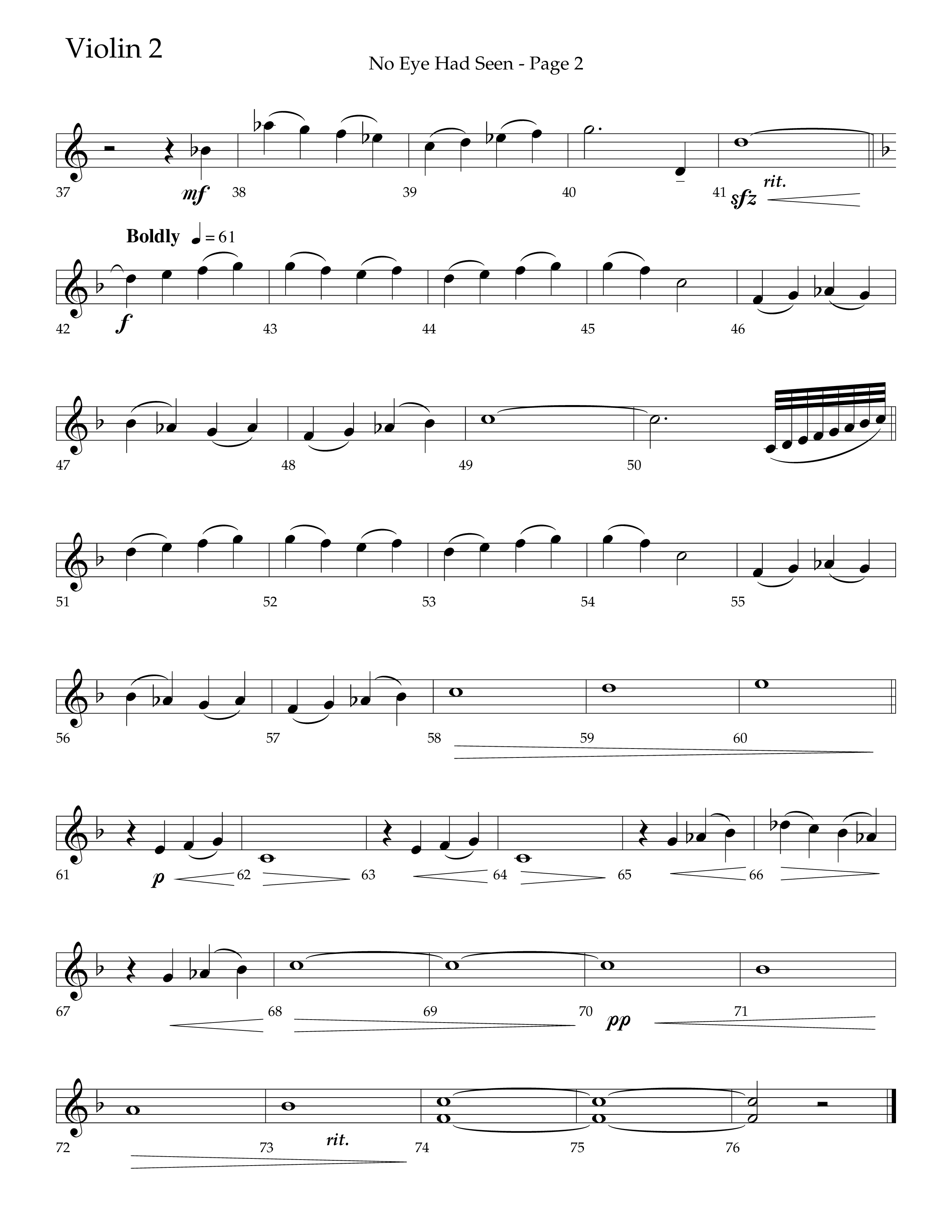 No Eye Had Seen (Choir Edition / Sing It Now) Violin 2 (Lifeway Choral / Arr. Travis Cottrell / Orch. Phillip Keveren)