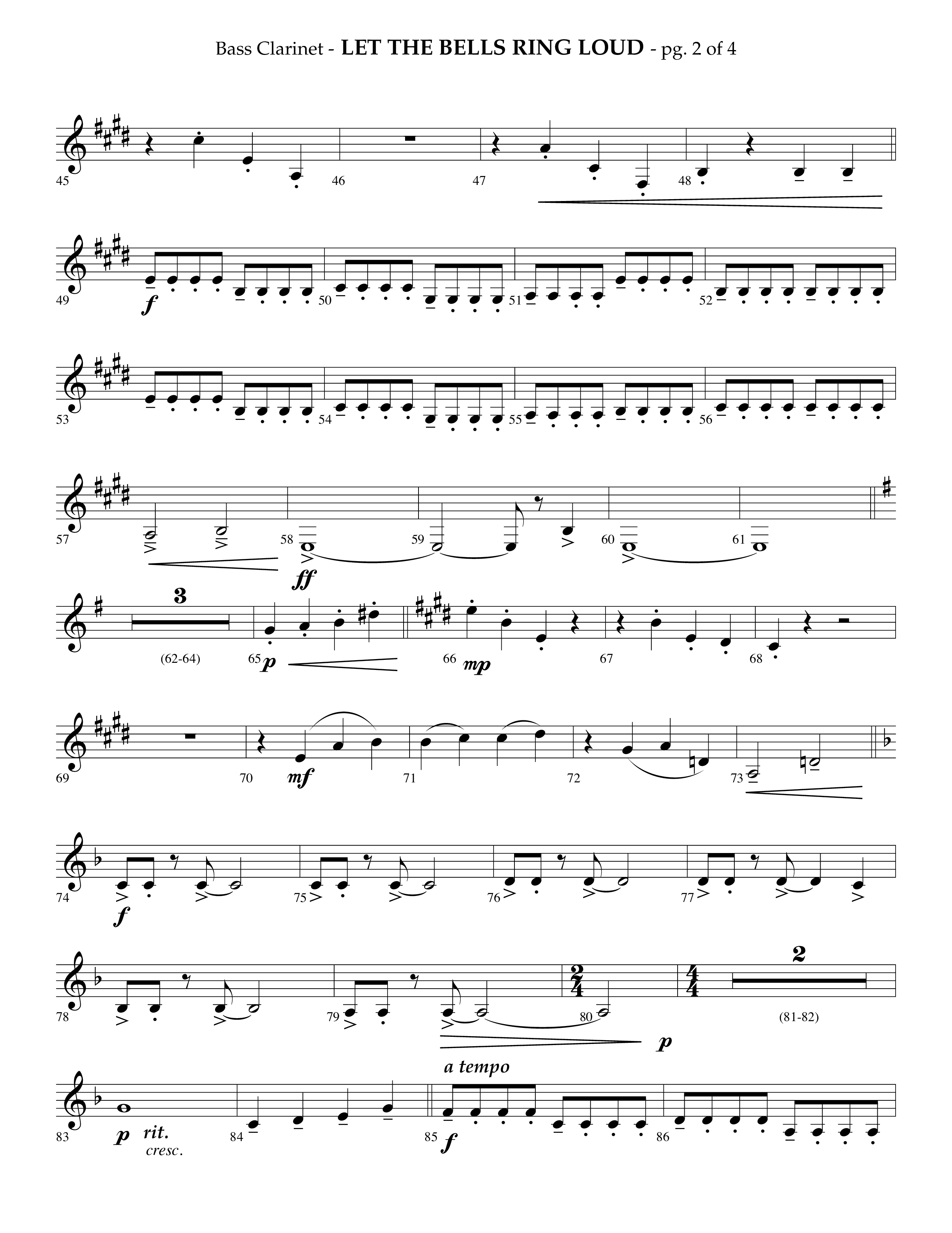 Let The Bells Ring Loud (Choral Anthem SATB) Bass Clarinet (Lifeway Choral / Arr. Phillip Keveren)