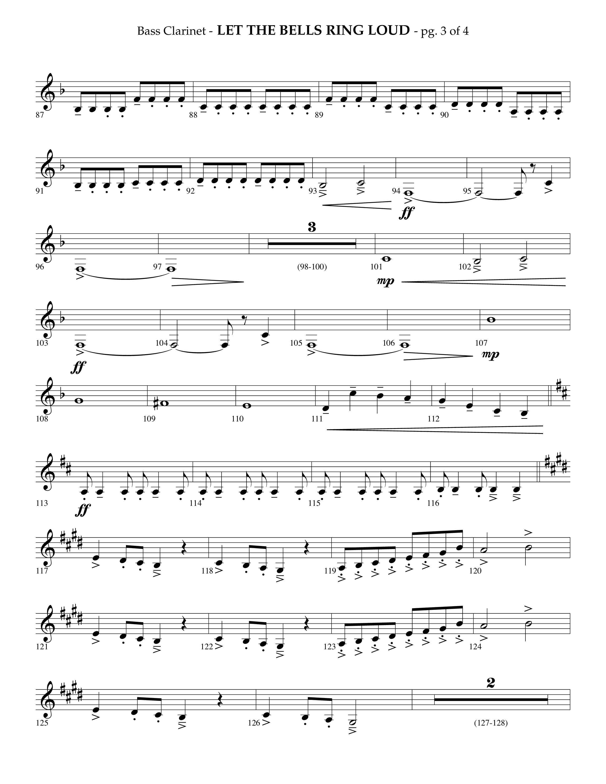 Let The Bells Ring Loud (Choral Anthem SATB) Bass Clarinet (Lifeway Choral / Arr. Phillip Keveren)