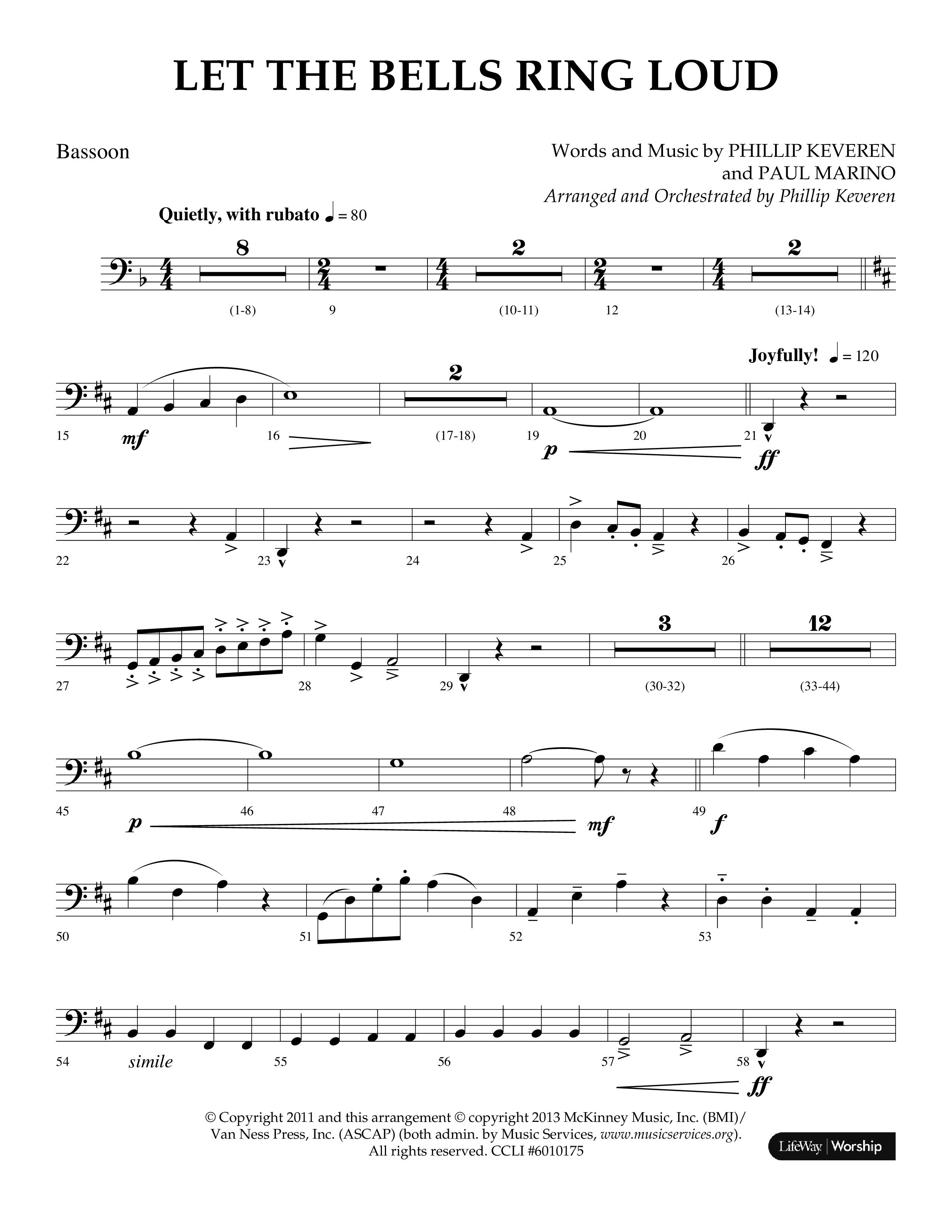 Let The Bells Ring Loud (Choral Anthem SATB) Bassoon (Lifeway Choral / Arr. Phillip Keveren)