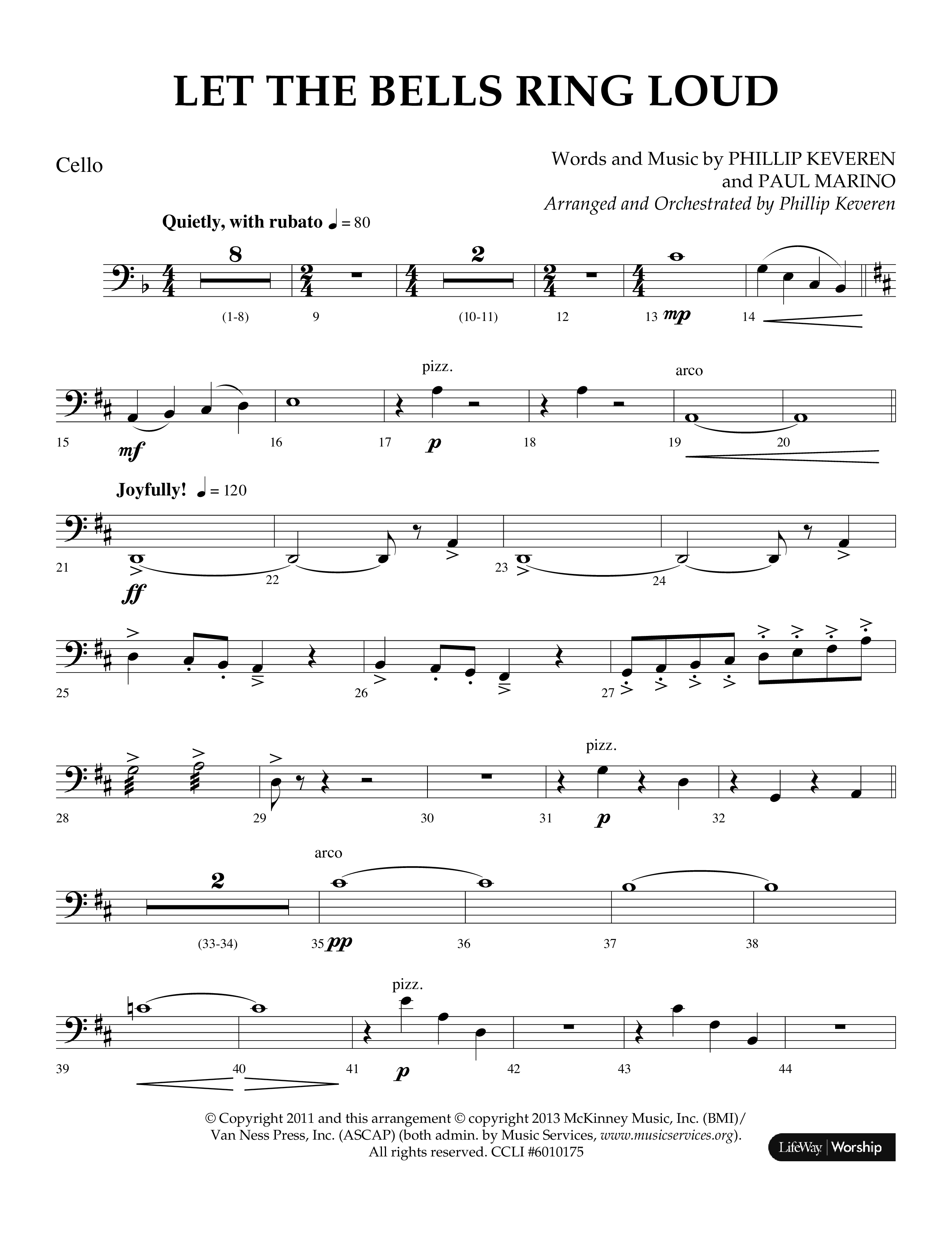 Let The Bells Ring Loud (Choral Anthem SATB) Cello (Lifeway Choral / Arr. Phillip Keveren)