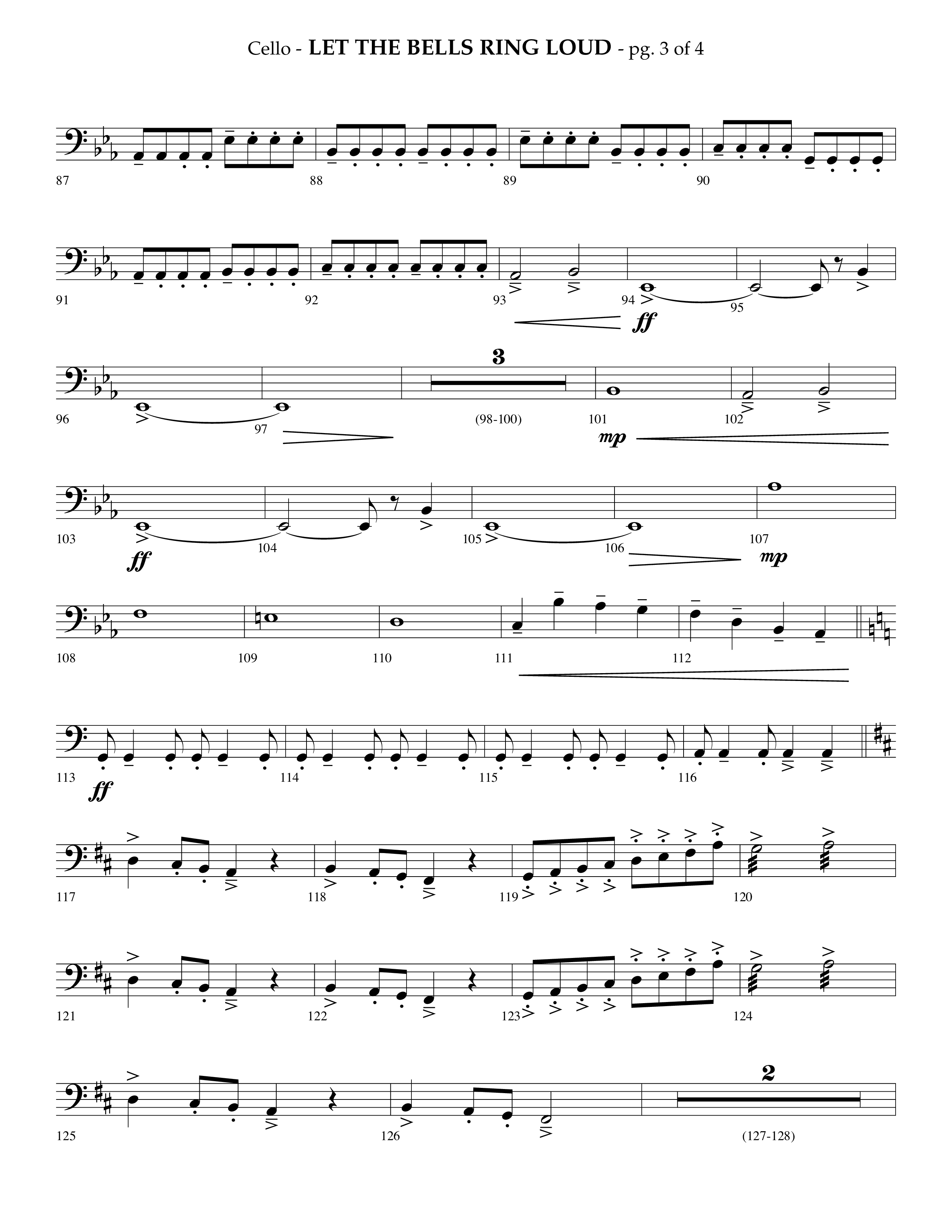 Let The Bells Ring Loud (Choral Anthem SATB) Cello (Lifeway Choral / Arr. Phillip Keveren)
