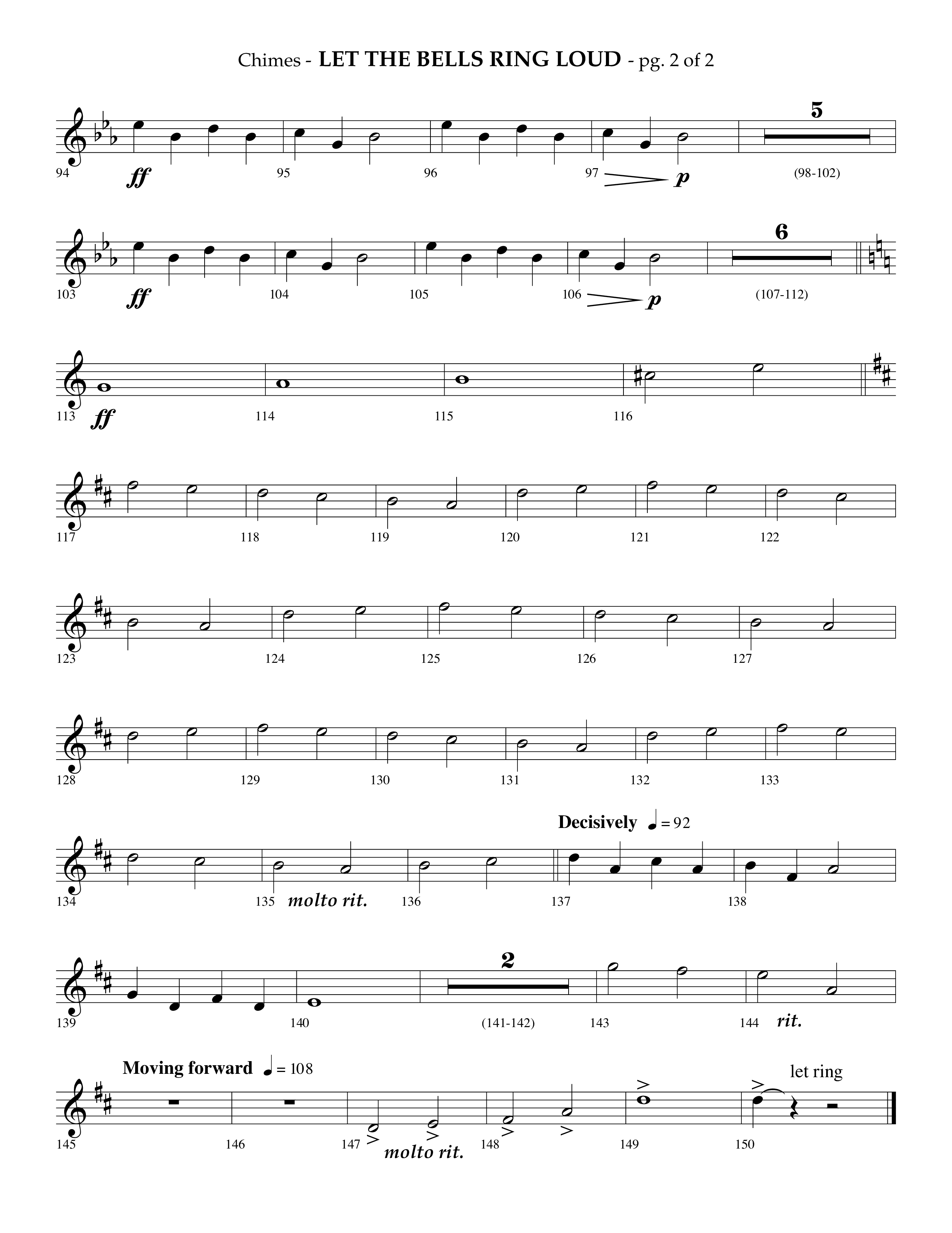 Let The Bells Ring Loud (Choral Anthem SATB) Chimes (Lifeway Choral / Arr. Phillip Keveren)