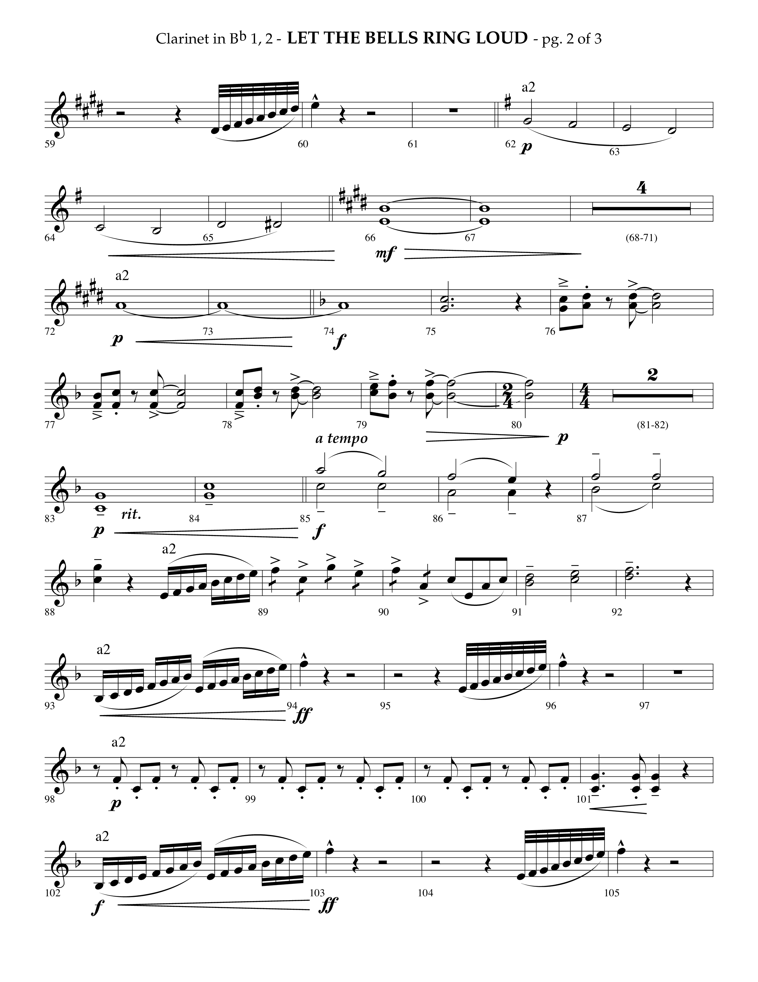 Let The Bells Ring Loud (Choral Anthem SATB) Clarinet 1/2 (Lifeway Choral / Arr. Phillip Keveren)