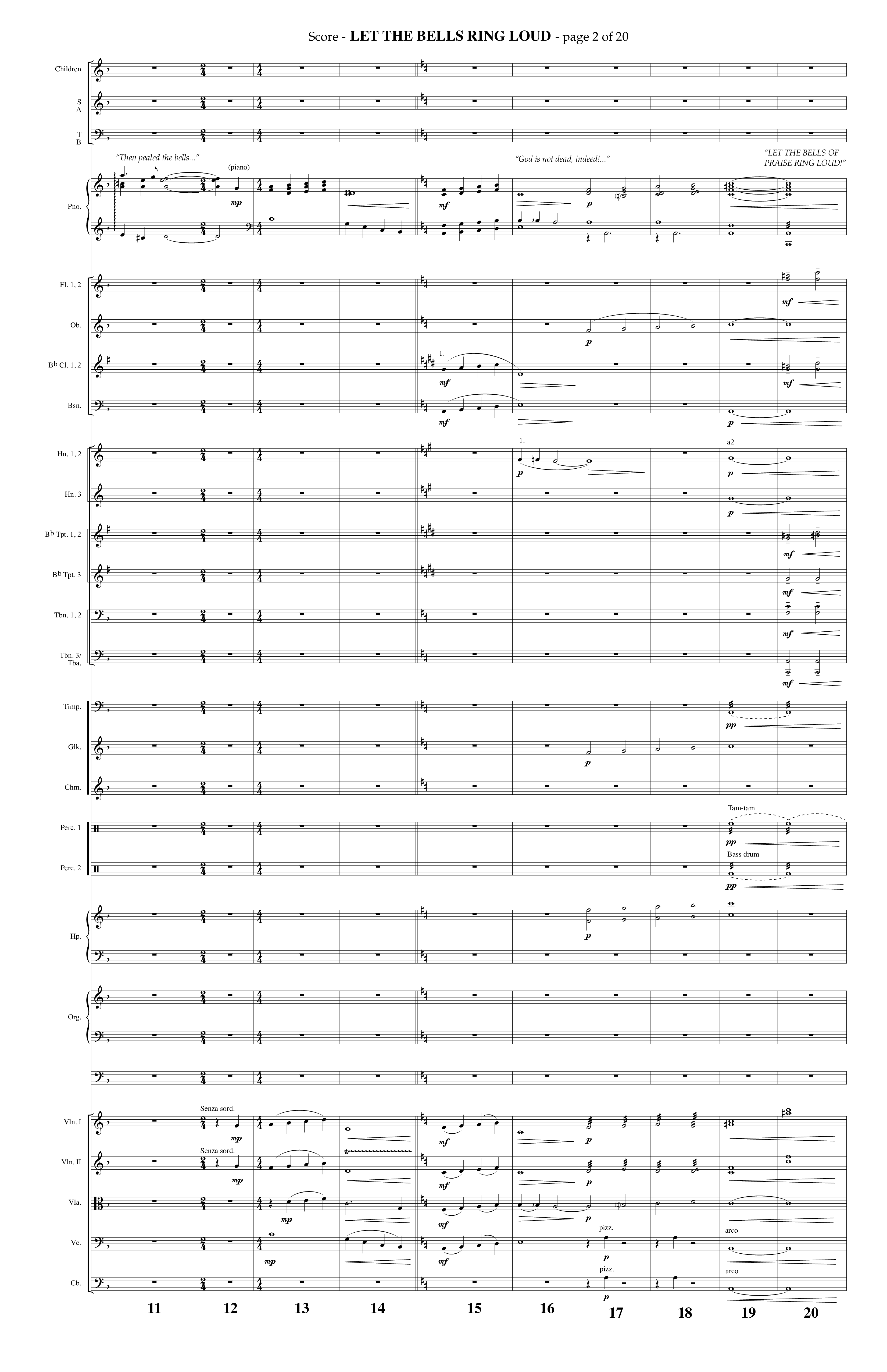 Let The Bells Ring Loud (Choral Anthem SATB) Orchestration (Lifeway Choral / Arr. Phillip Keveren)