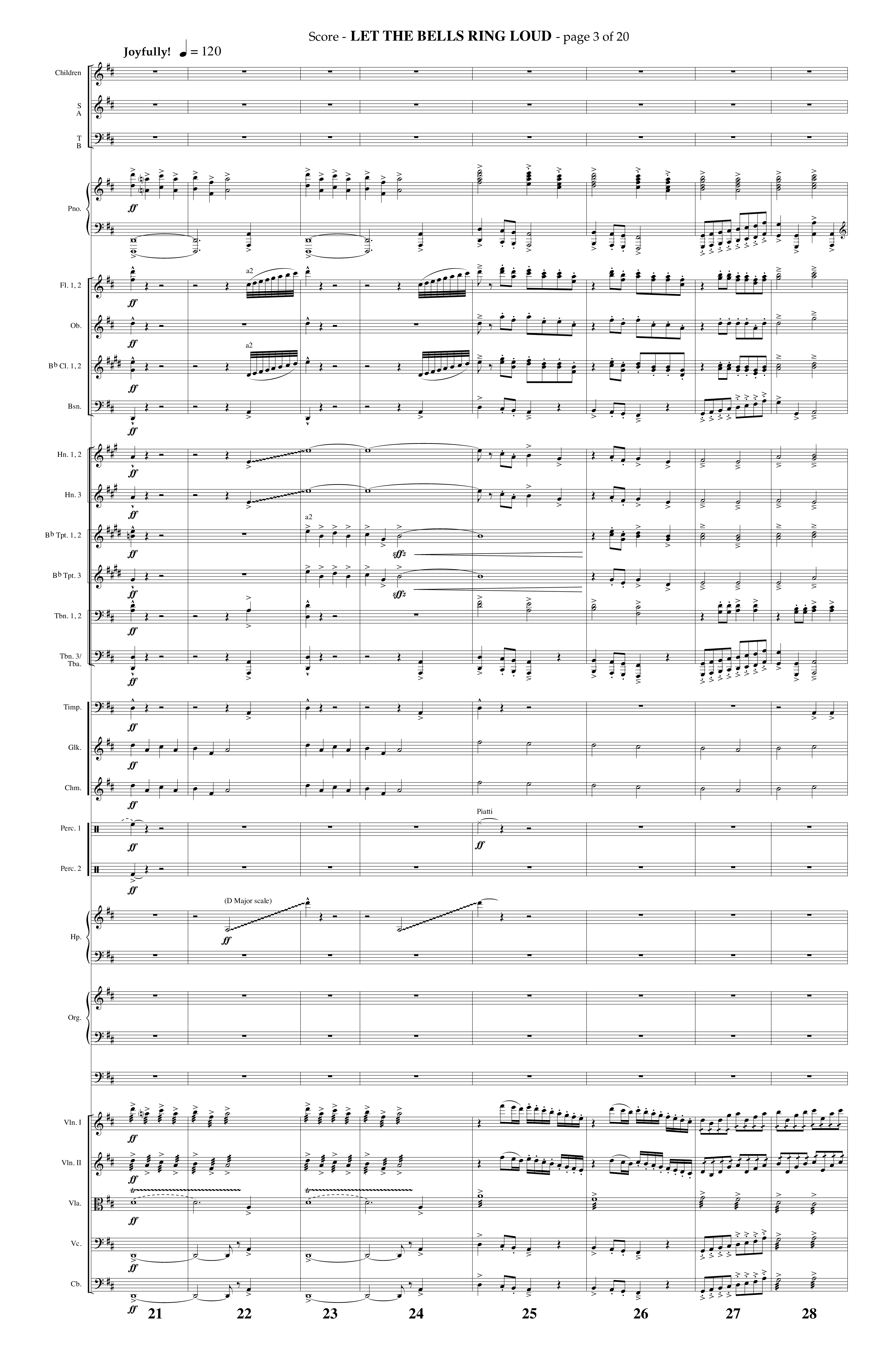 Let The Bells Ring Loud (Choral Anthem SATB) Orchestration (Lifeway Choral / Arr. Phillip Keveren)