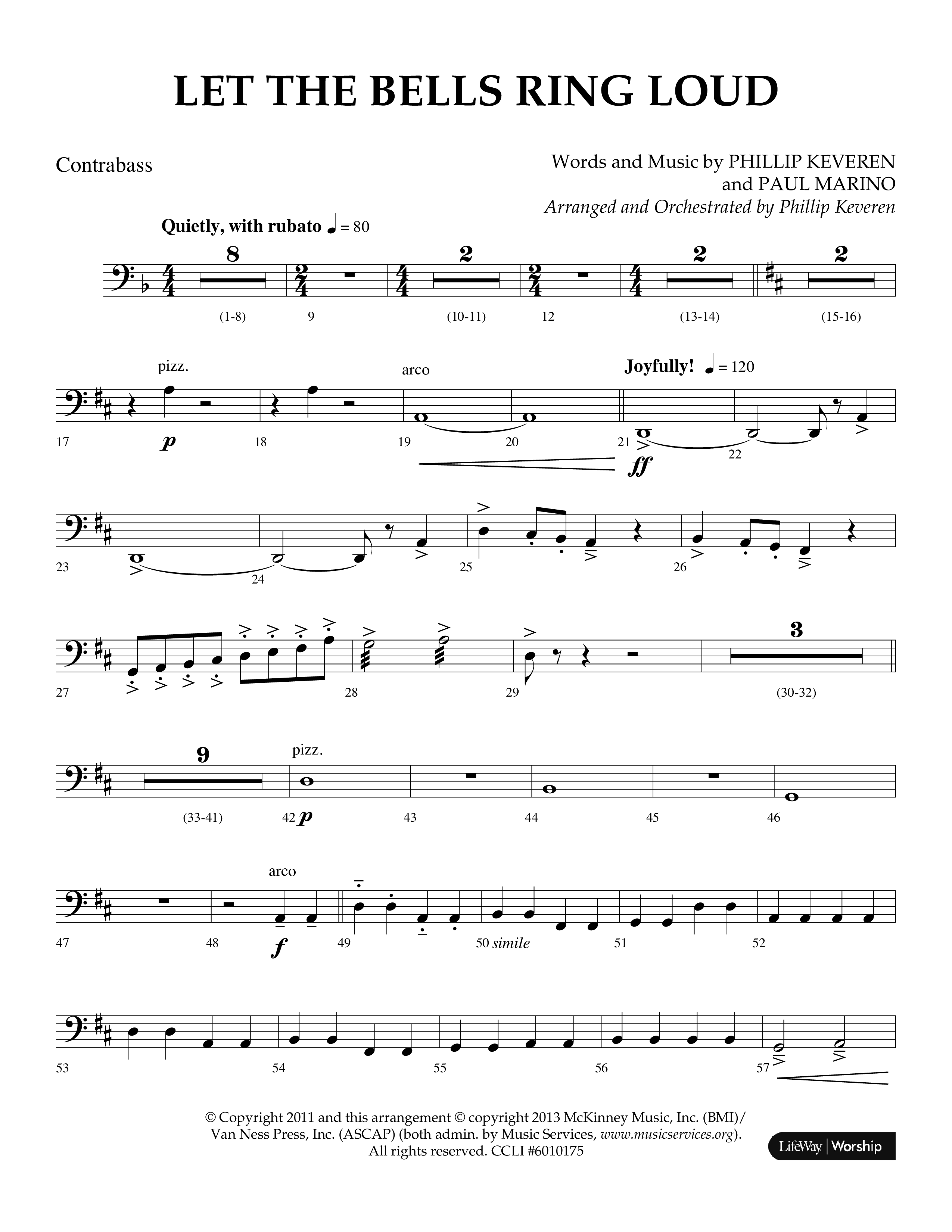 Let The Bells Ring Loud (Choral Anthem SATB) Contrabass (Lifeway Choral / Arr. Phillip Keveren)