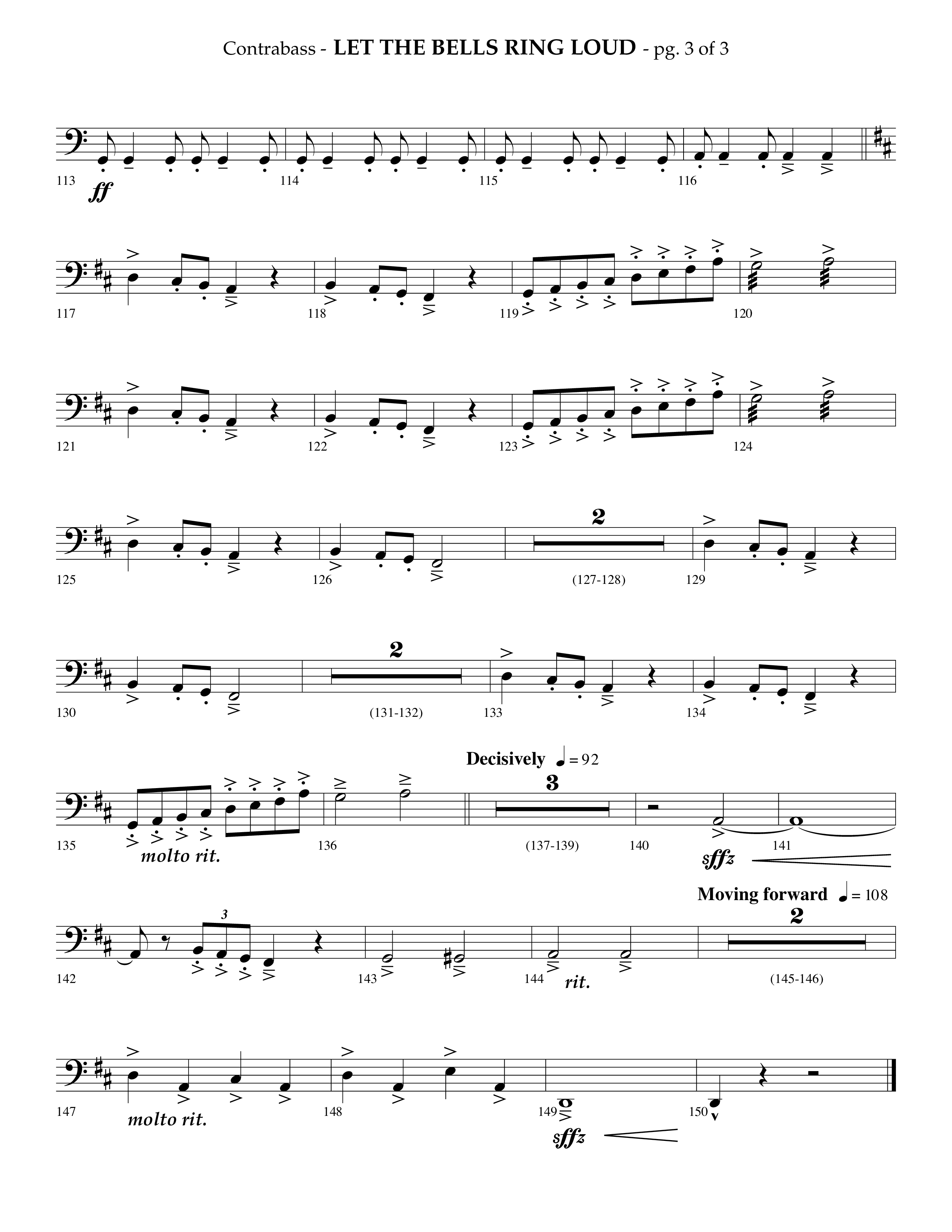 Let The Bells Ring Loud (Choral Anthem SATB) Contrabass (Lifeway Choral / Arr. Phillip Keveren)