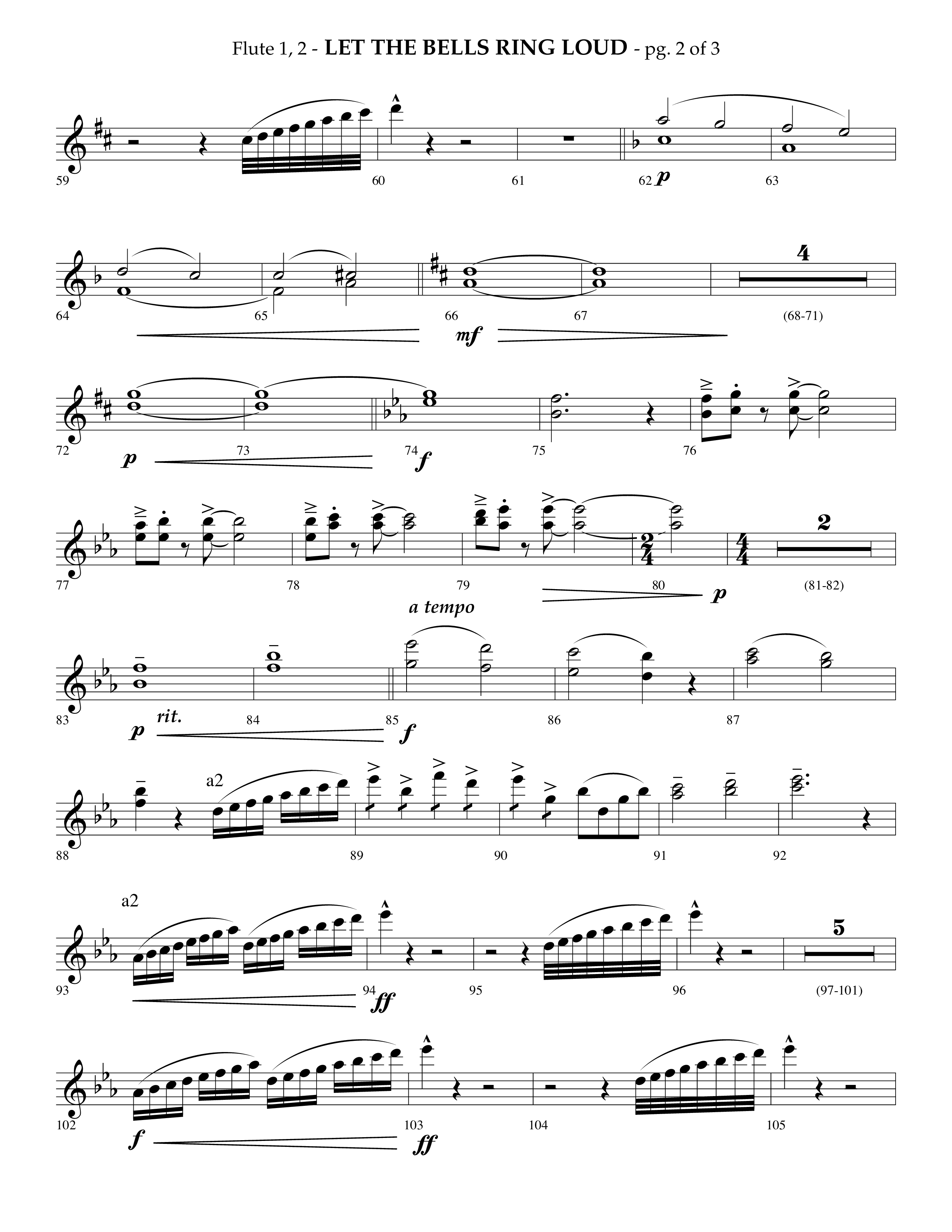 Let The Bells Ring Loud (Choral Anthem SATB) Flute 1/2 (Lifeway Choral / Arr. Phillip Keveren)