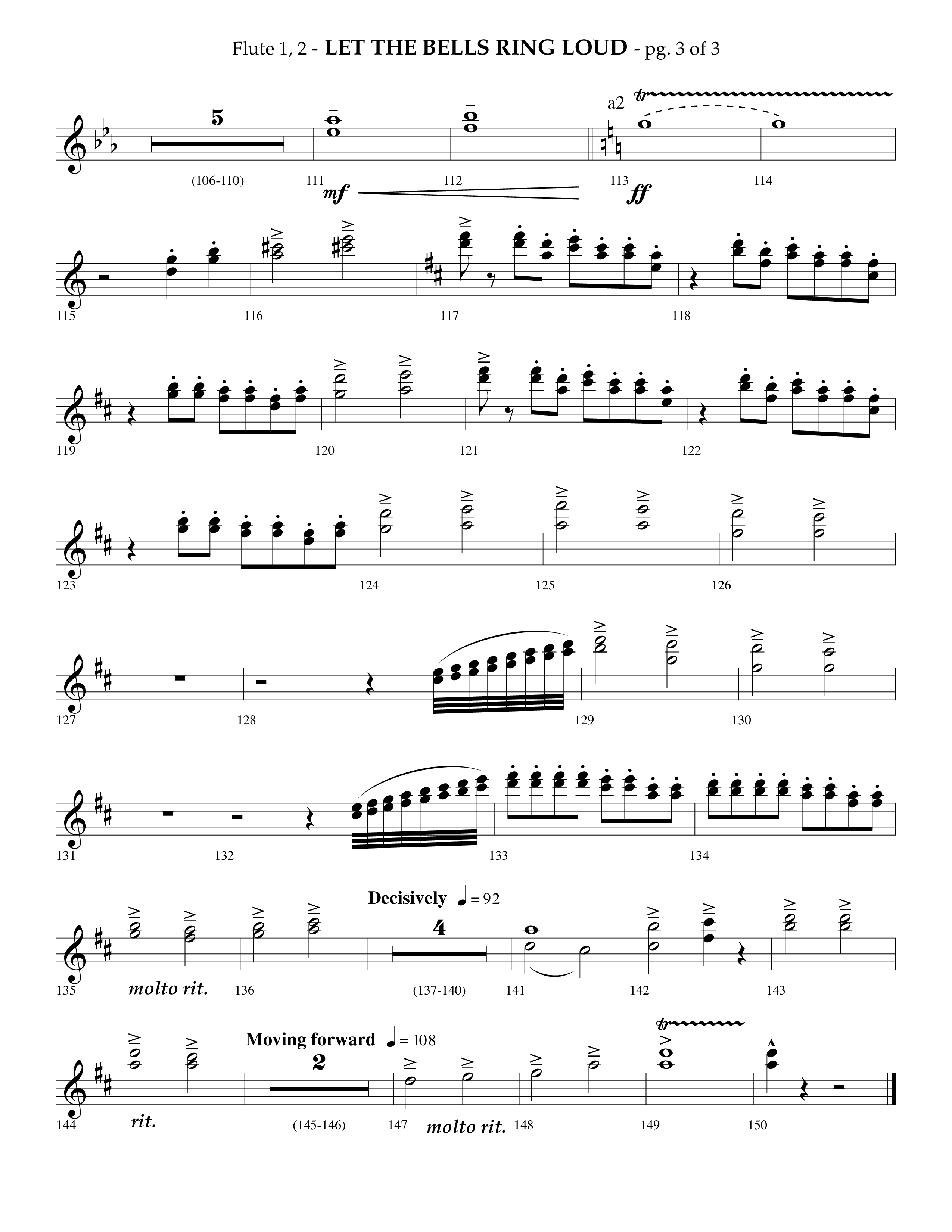 Let The Bells Ring Loud (Choral Anthem SATB) Flute 1/2 (Lifeway Choral / Arr. Phillip Keveren)