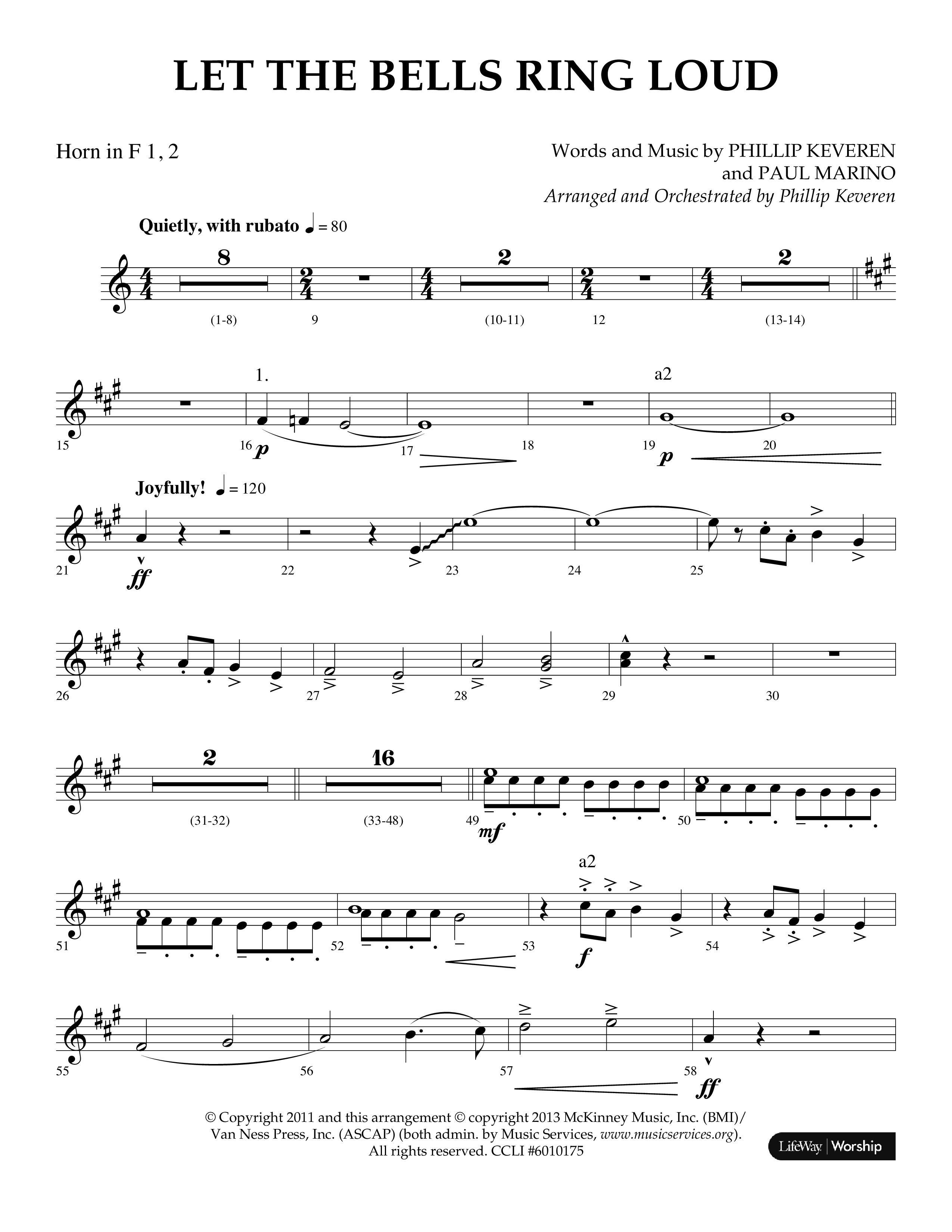 Let The Bells Ring Loud (Choral Anthem SATB) French Horn 1/2 (Lifeway Choral / Arr. Phillip Keveren)