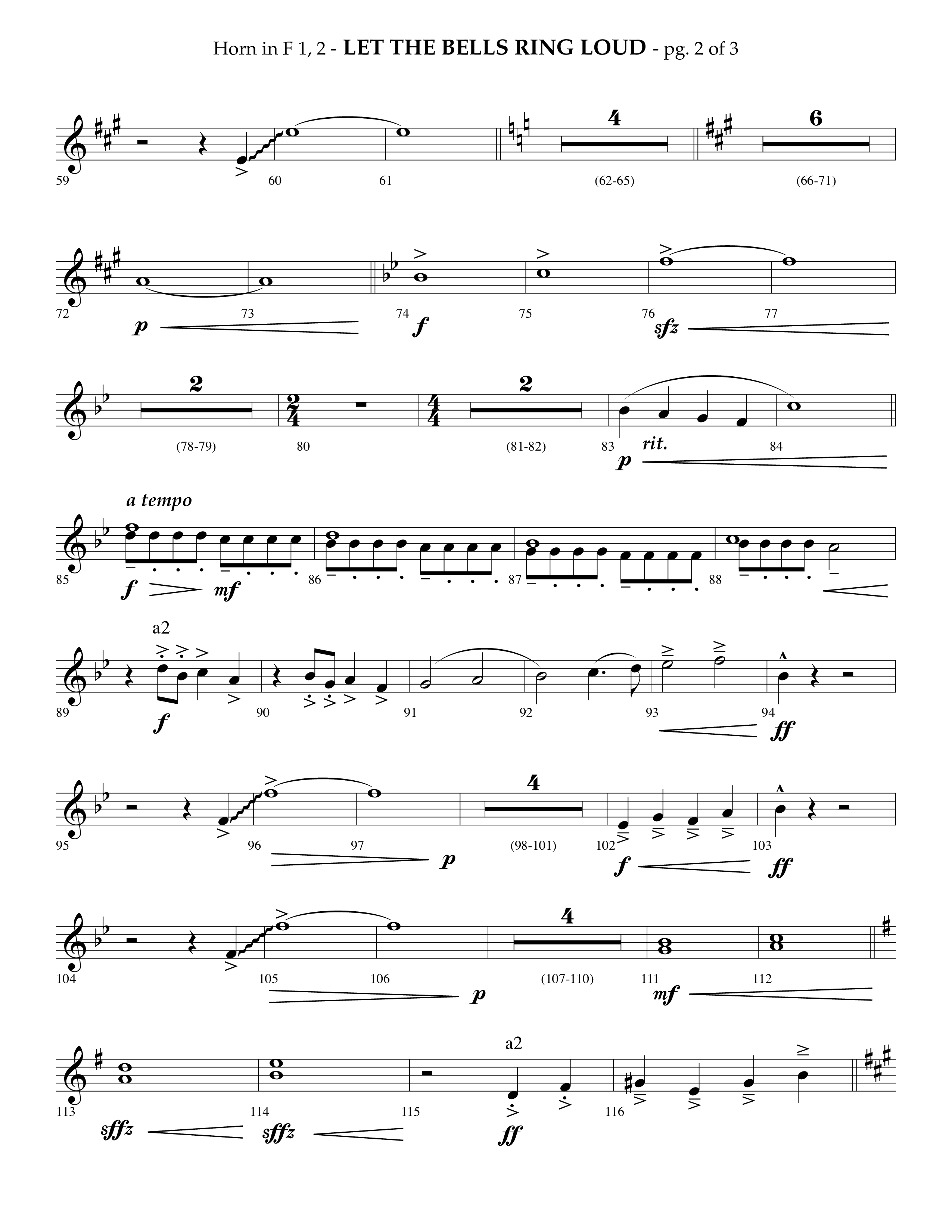 Let The Bells Ring Loud (Choral Anthem SATB) French Horn 1/2 (Lifeway Choral / Arr. Phillip Keveren)