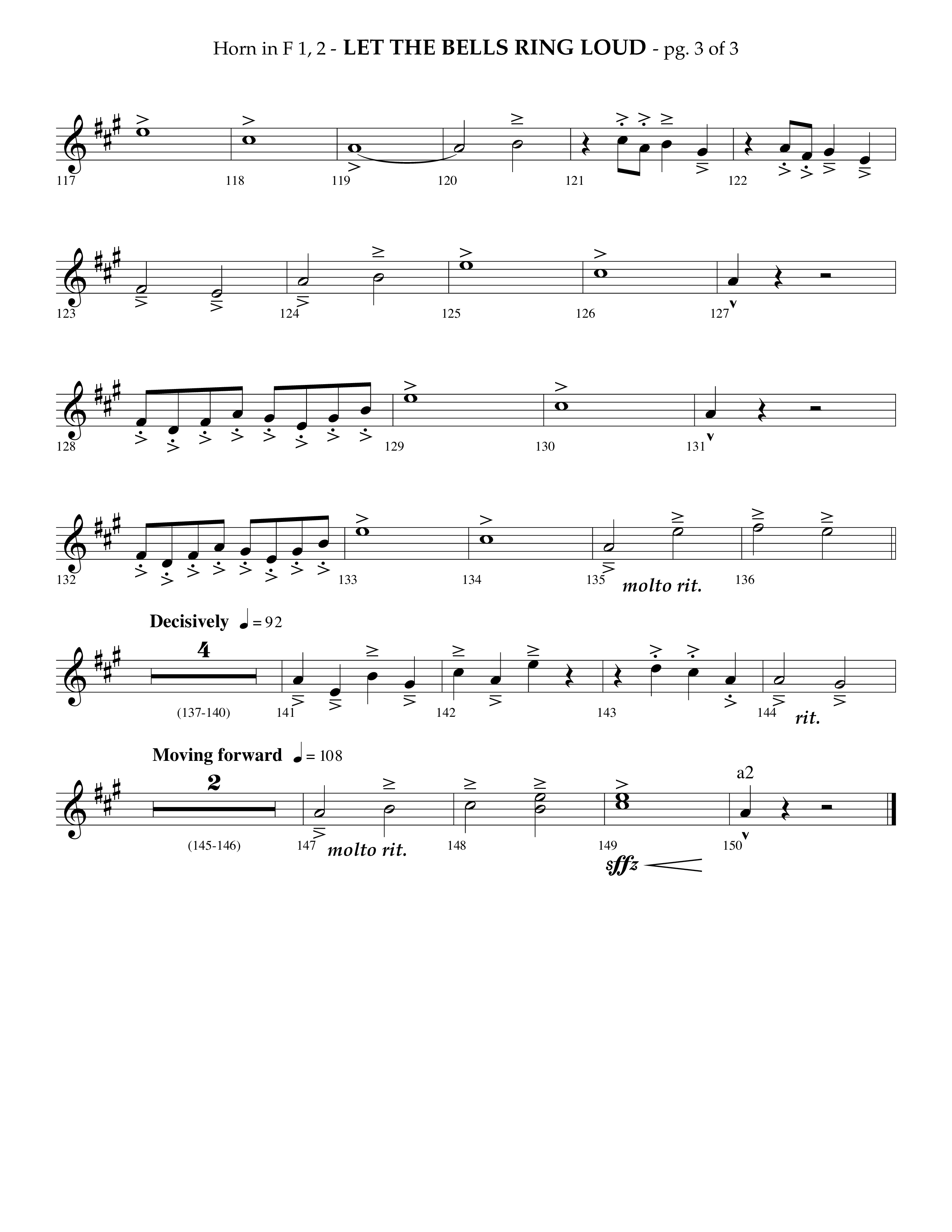 Let The Bells Ring Loud (Choral Anthem SATB) French Horn 1/2 (Lifeway Choral / Arr. Phillip Keveren)