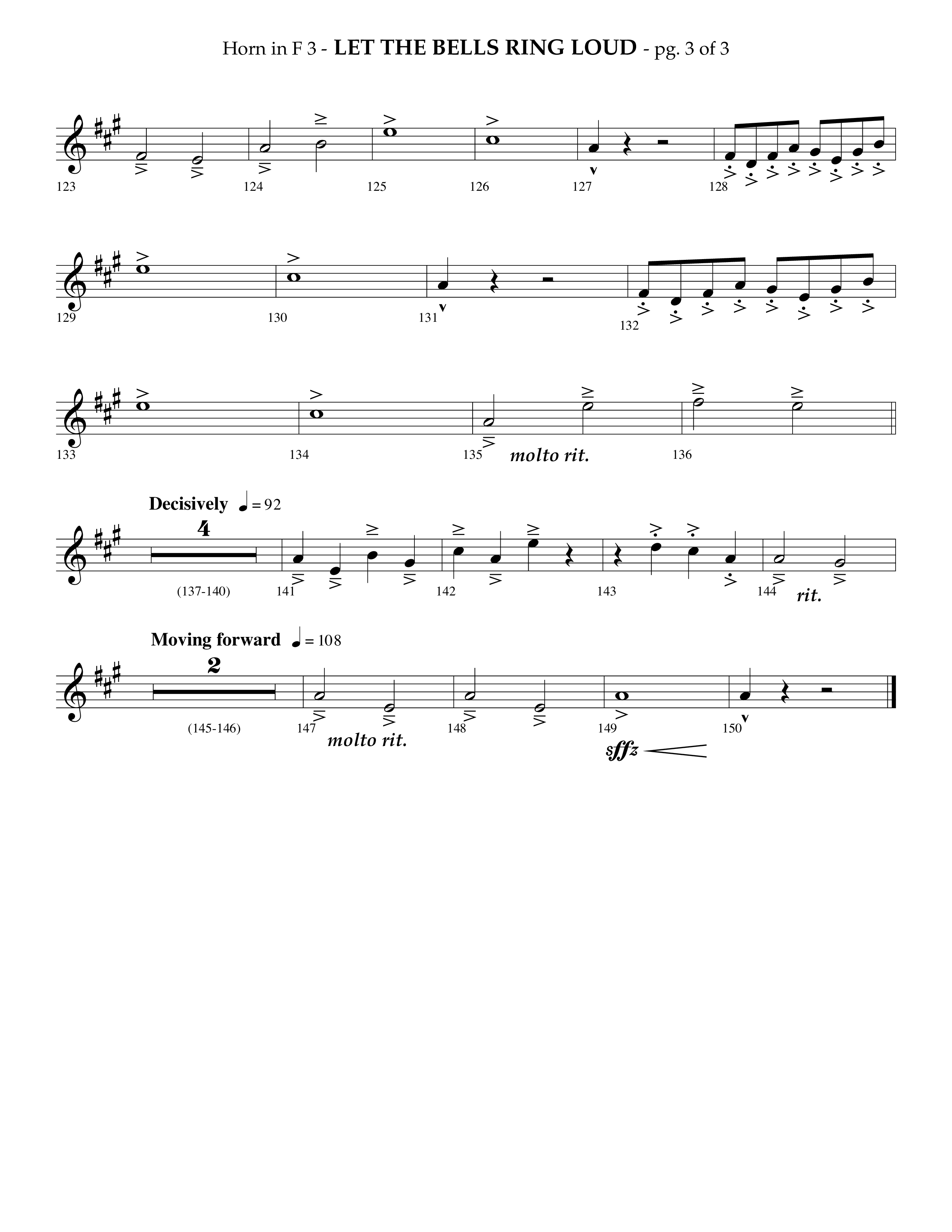 Let The Bells Ring Loud (Choral Anthem SATB) French Horn 3 (Lifeway Choral / Arr. Phillip Keveren)