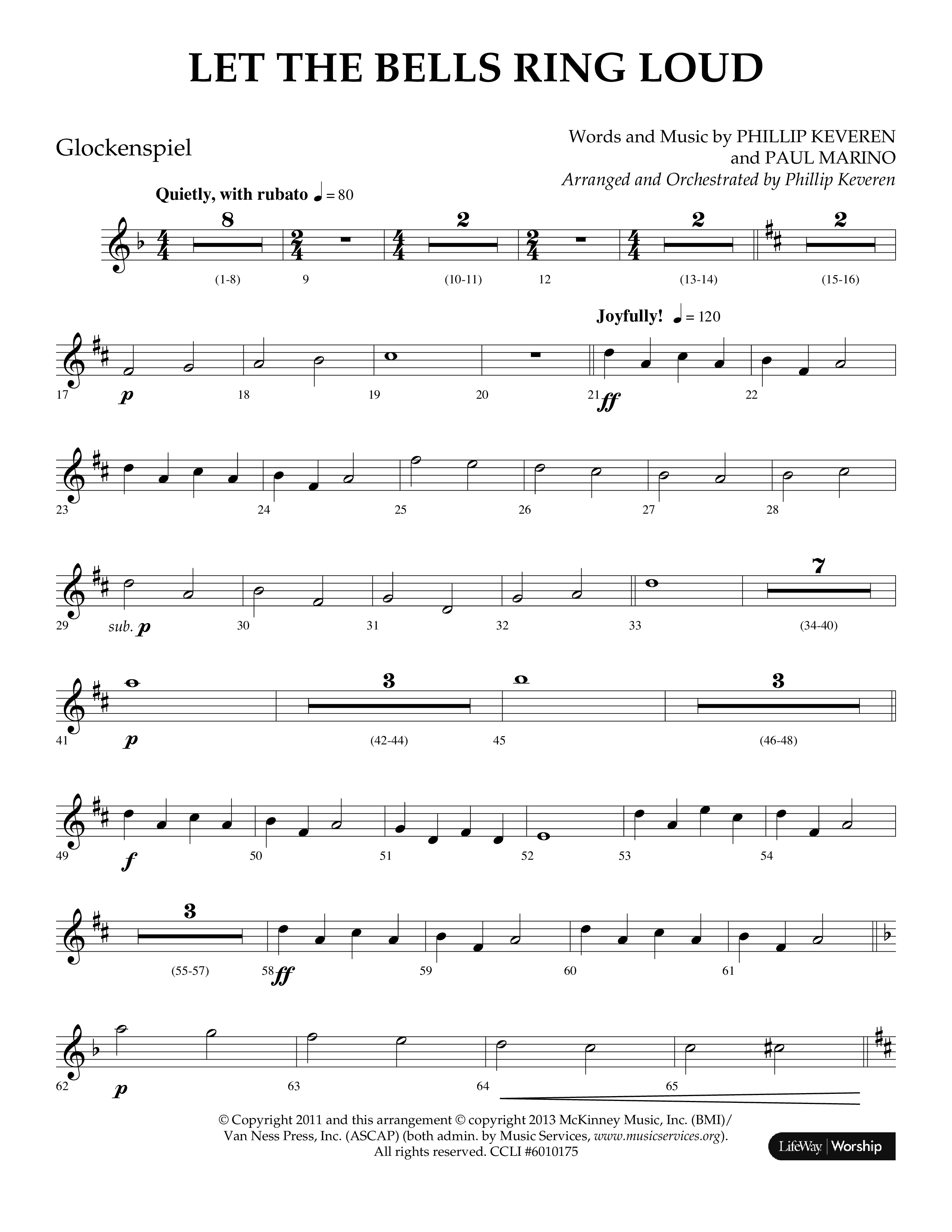 Let The Bells Ring Loud (Choral Anthem SATB) Glockenspiel (Lifeway Choral / Arr. Phillip Keveren)