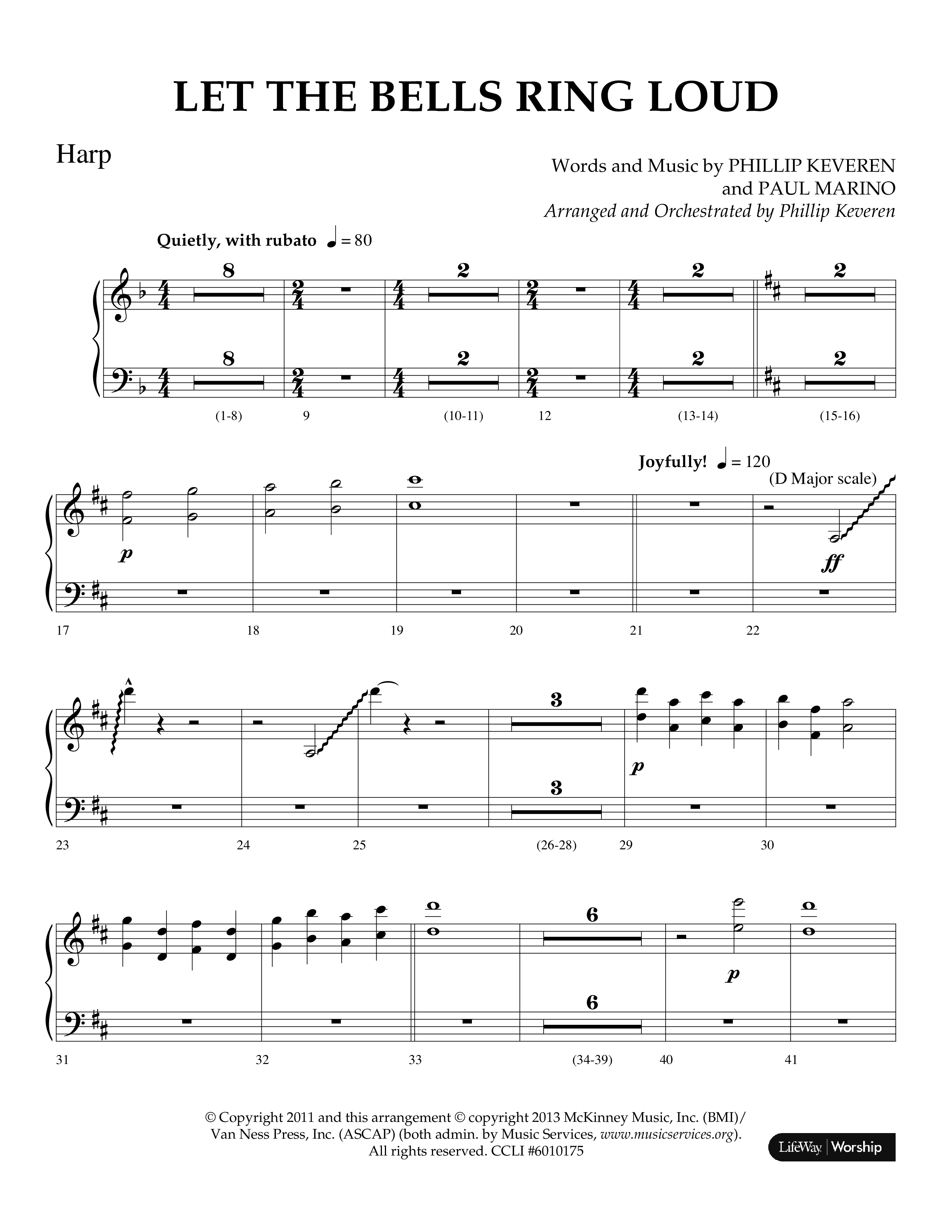 Let The Bells Ring Loud (Choral Anthem SATB) Harp (Lifeway Choral / Arr. Phillip Keveren)