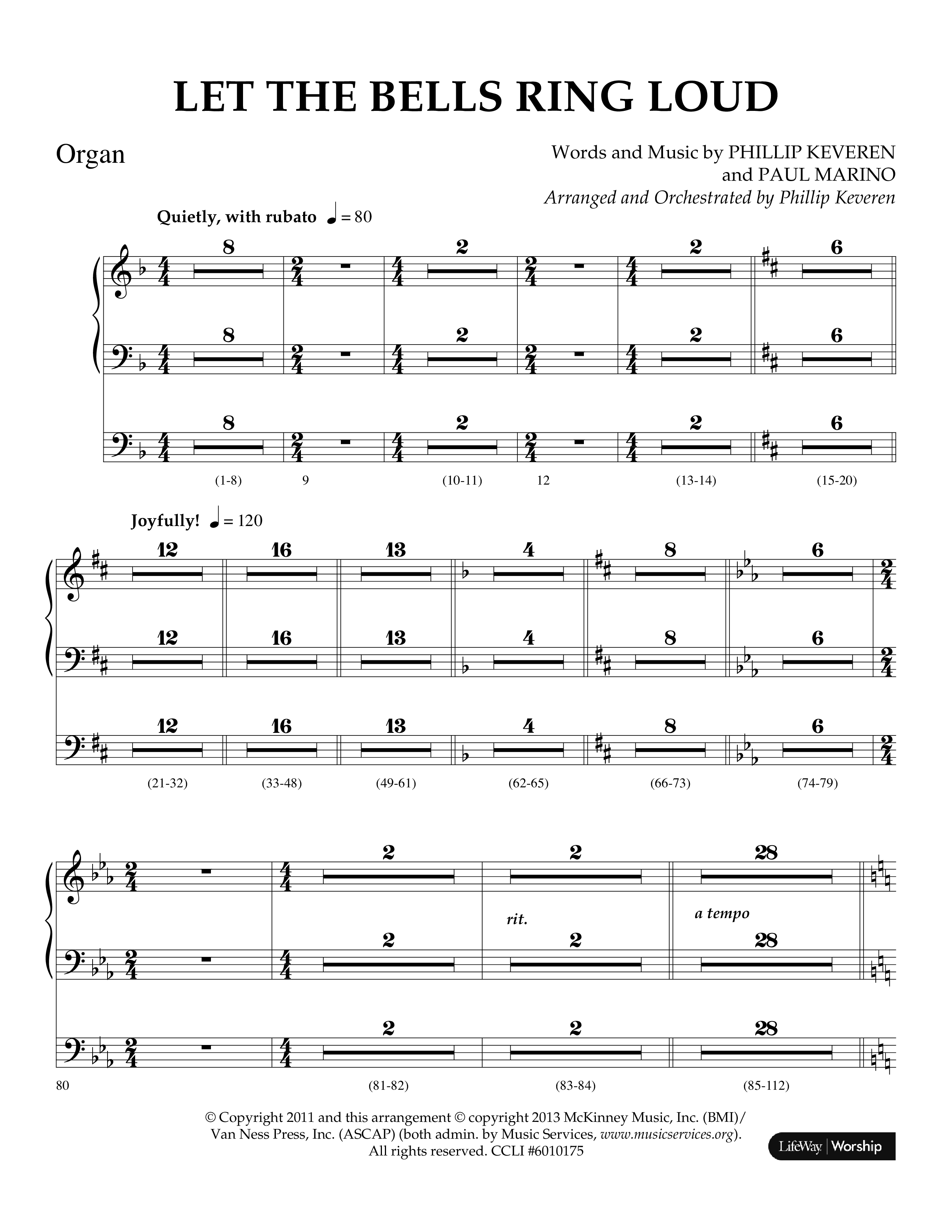 Let The Bells Ring Loud (Choral Anthem SATB) Organ (Lifeway Choral / Arr. Phillip Keveren)