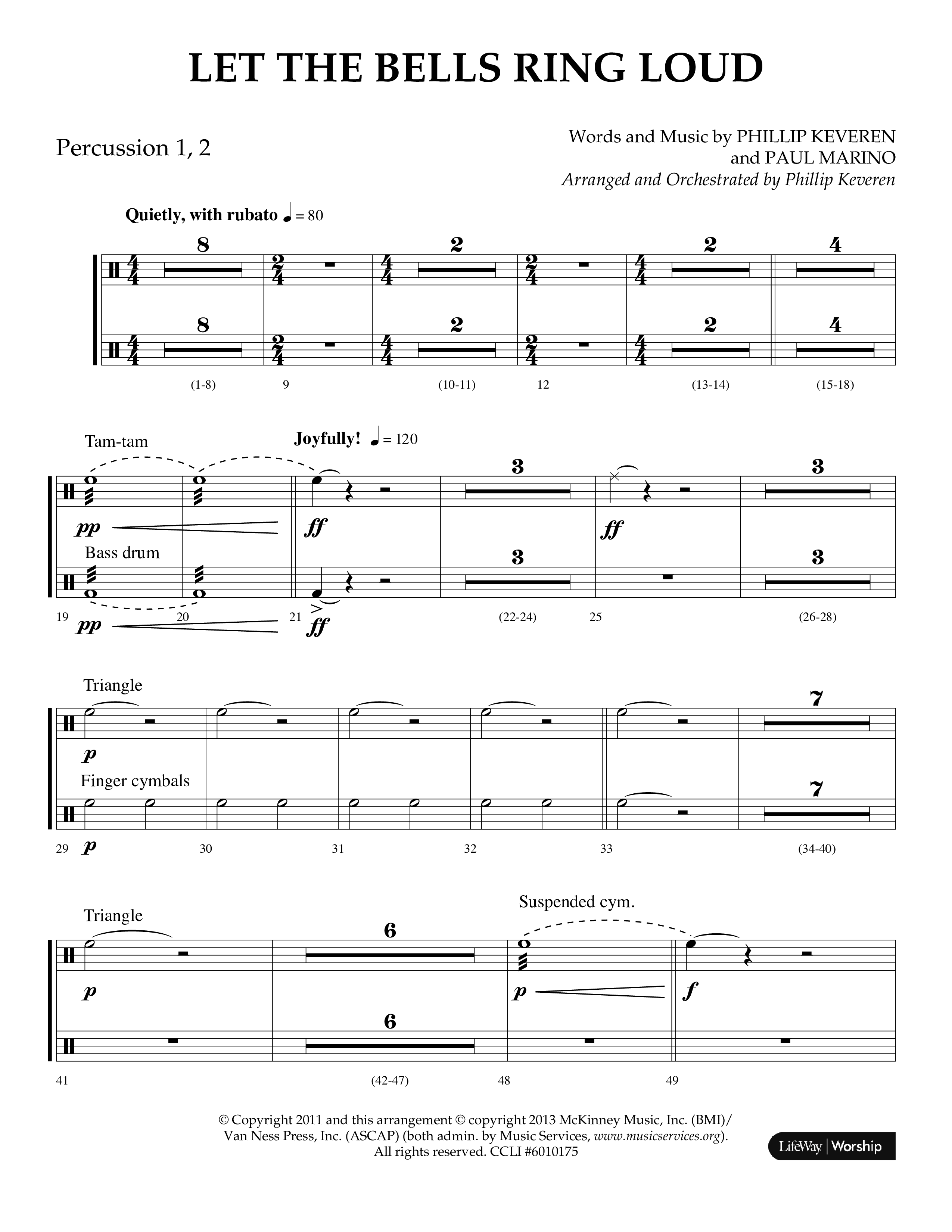 Let The Bells Ring Loud (Choral Anthem SATB) Percussion 1/2 (Lifeway Choral / Arr. Phillip Keveren)