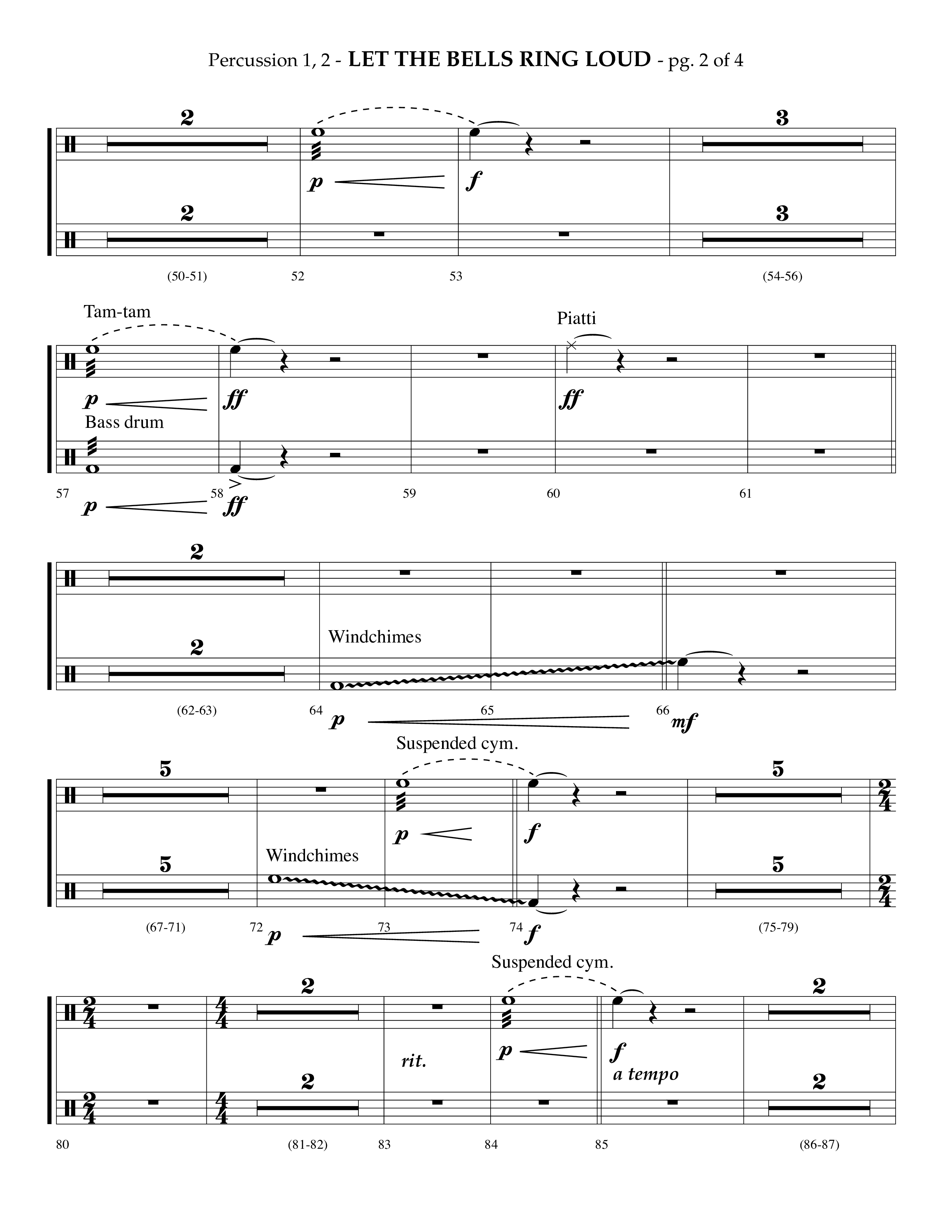 Let The Bells Ring Loud (Choral Anthem SATB) Percussion 1/2 (Lifeway Choral / Arr. Phillip Keveren)