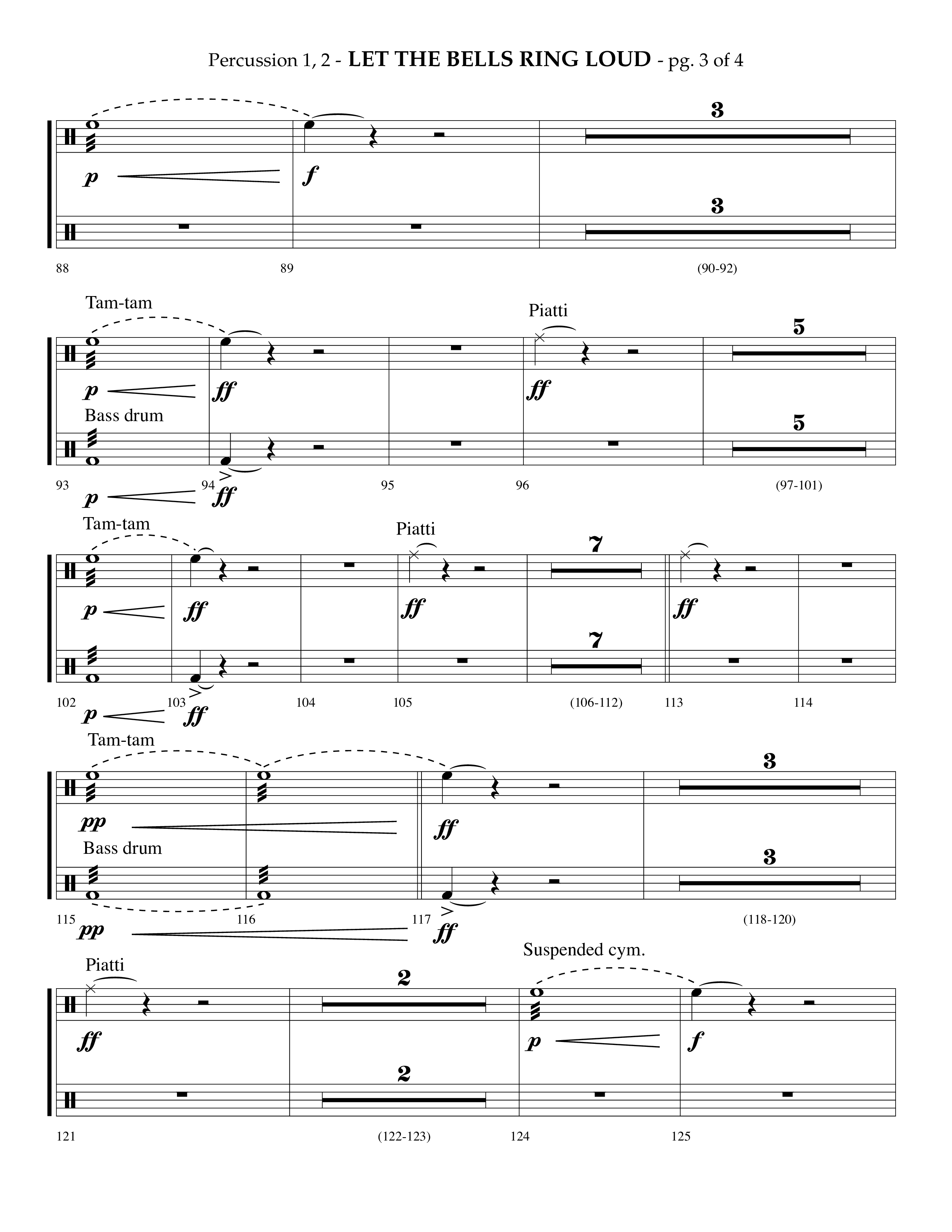 Let The Bells Ring Loud (Choral Anthem SATB) Percussion 1/2 (Lifeway Choral / Arr. Phillip Keveren)