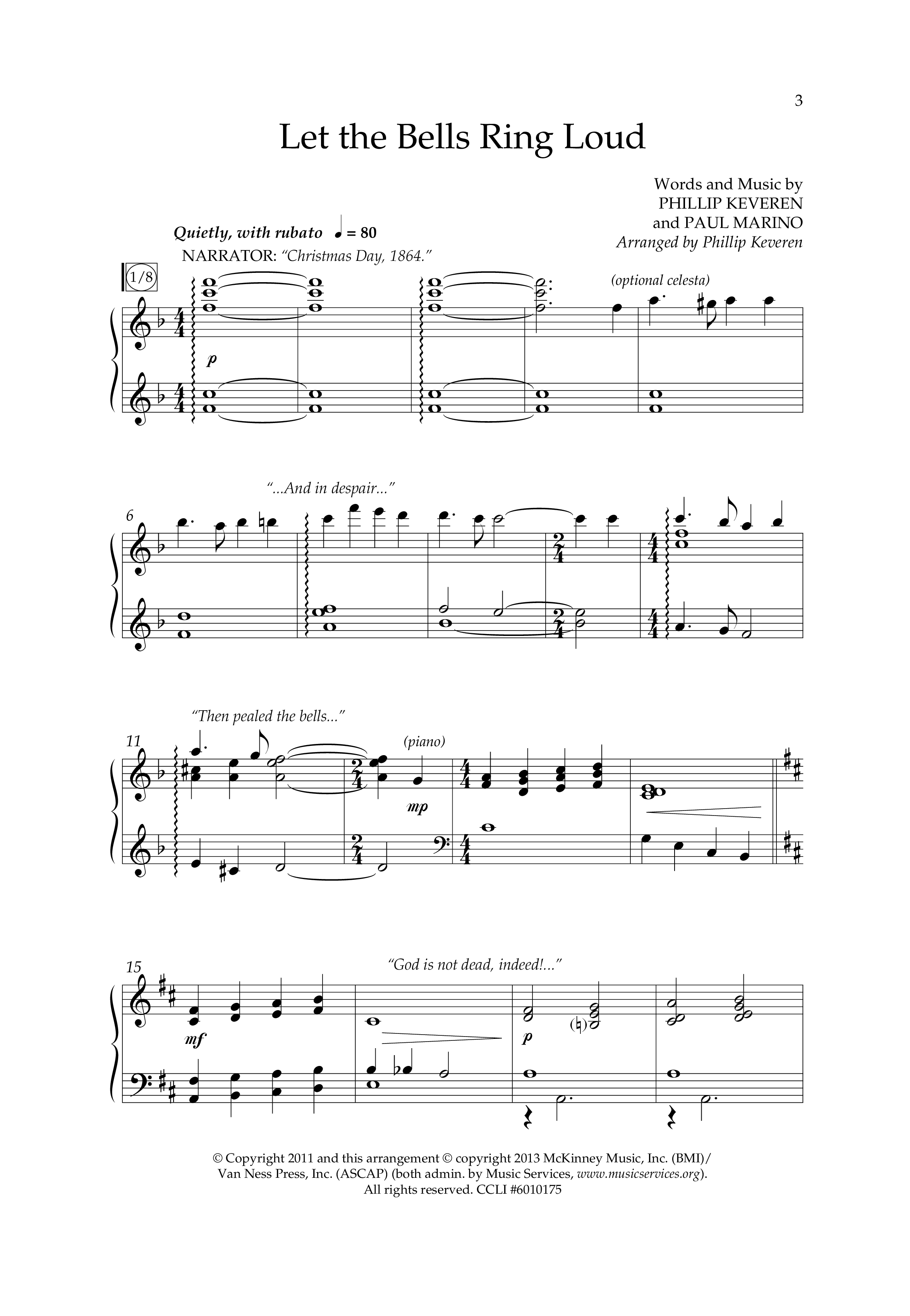 Let The Bells Ring Loud (Choral Anthem SATB) Anthem (SATB/Piano) (Lifeway Choral / Arr. Phillip Keveren)