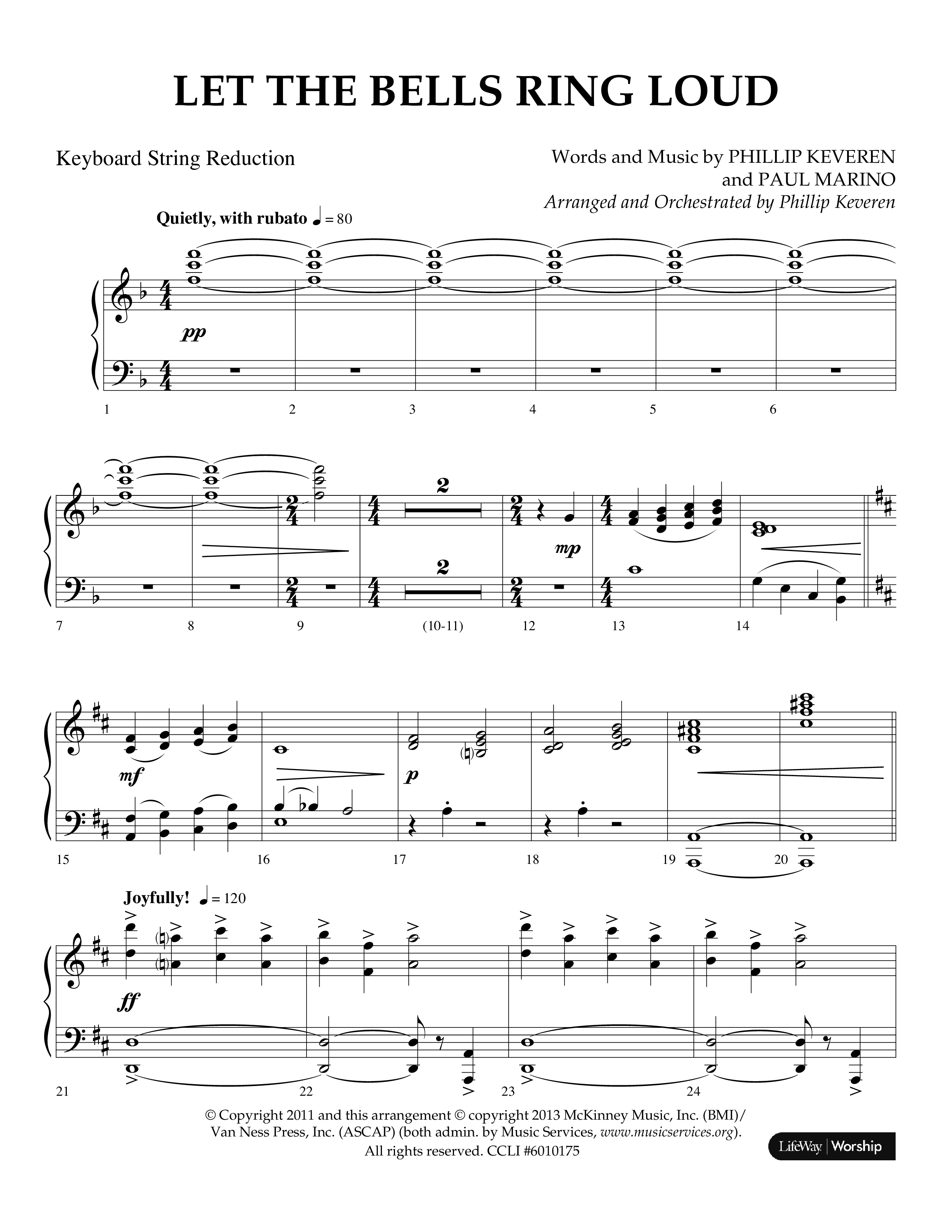 Let The Bells Ring Loud (Choral Anthem SATB) String Reduction (Lifeway Choral / Arr. Phillip Keveren)