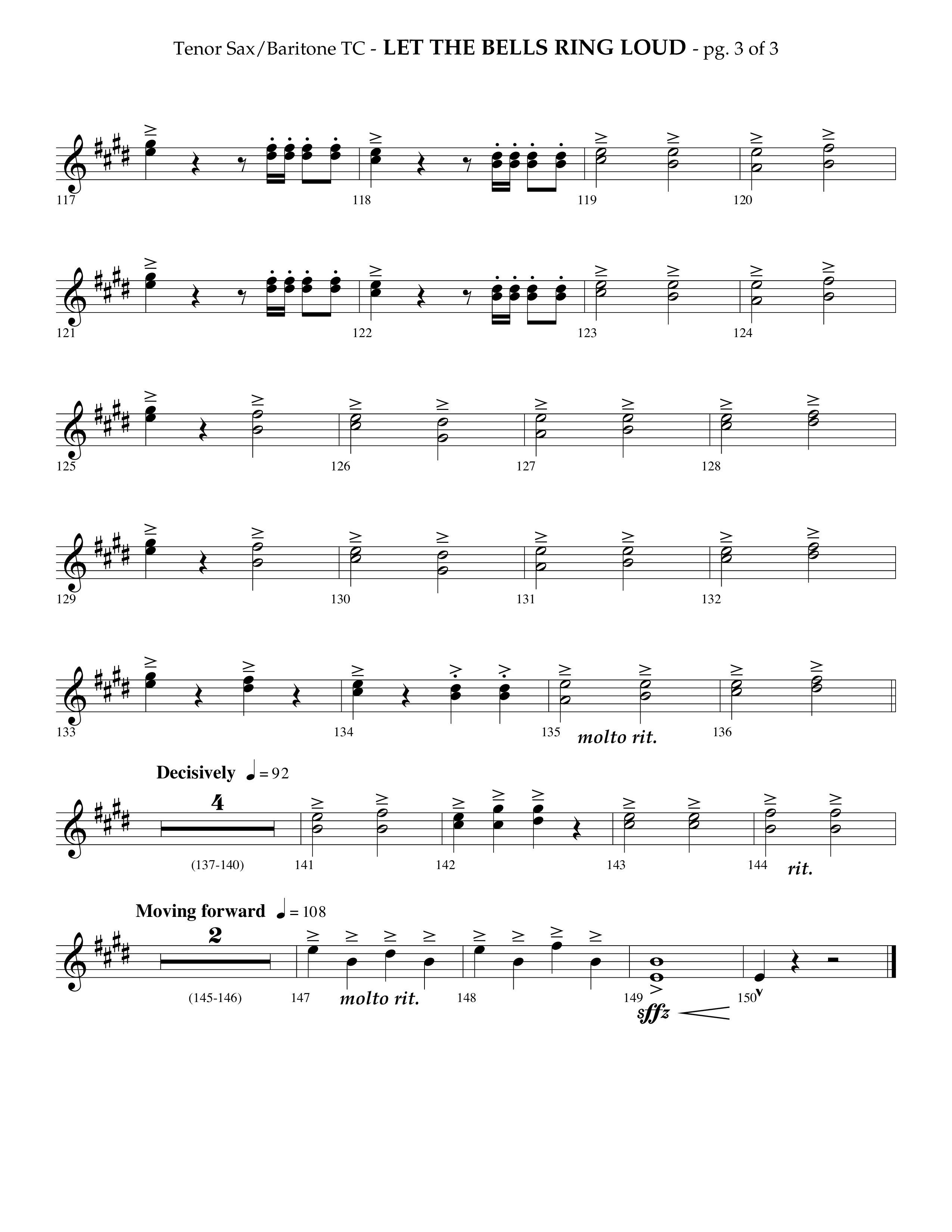 Let The Bells Ring Loud (Choral Anthem SATB) Tenor Sax/Baritone T.C. (Lifeway Choral / Arr. Phillip Keveren)