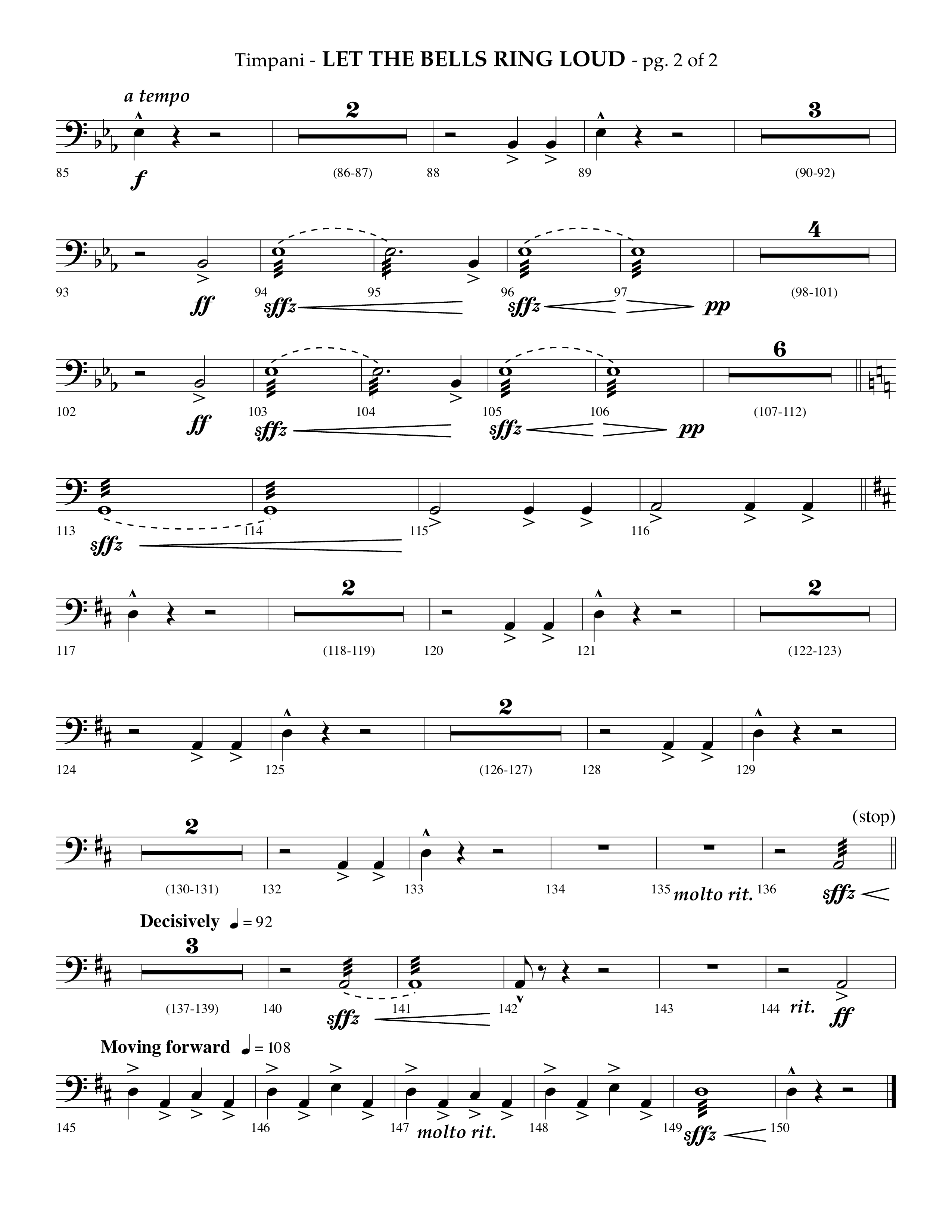 Let The Bells Ring Loud (Choral Anthem SATB) Timpani (Lifeway Choral / Arr. Phillip Keveren)