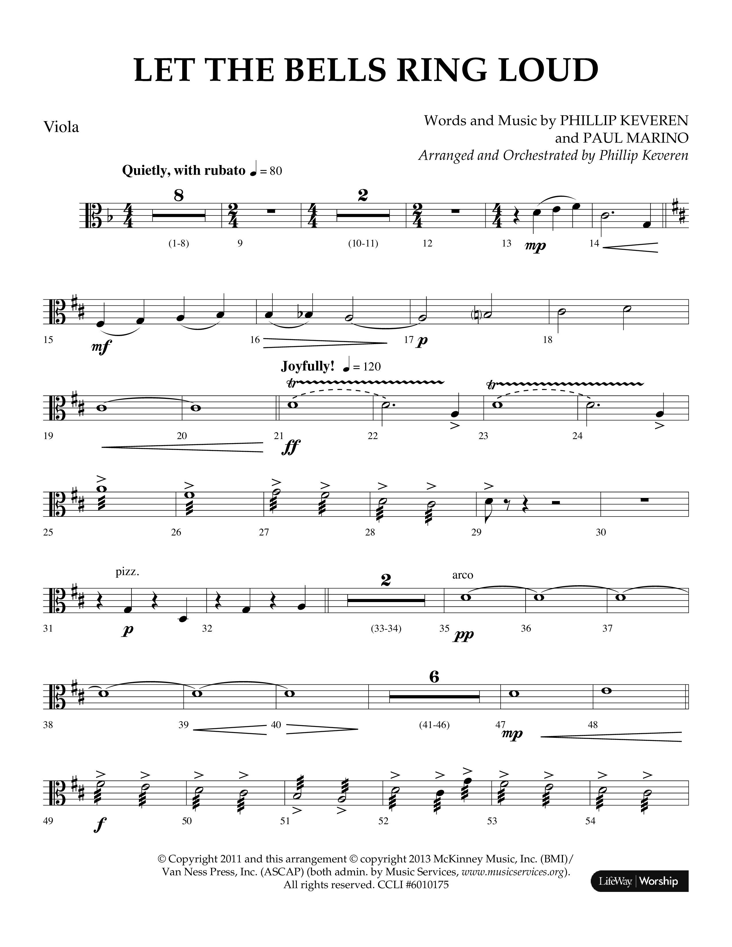 Let The Bells Ring Loud (Choral Anthem SATB) Viola (Lifeway Choral / Arr. Phillip Keveren)