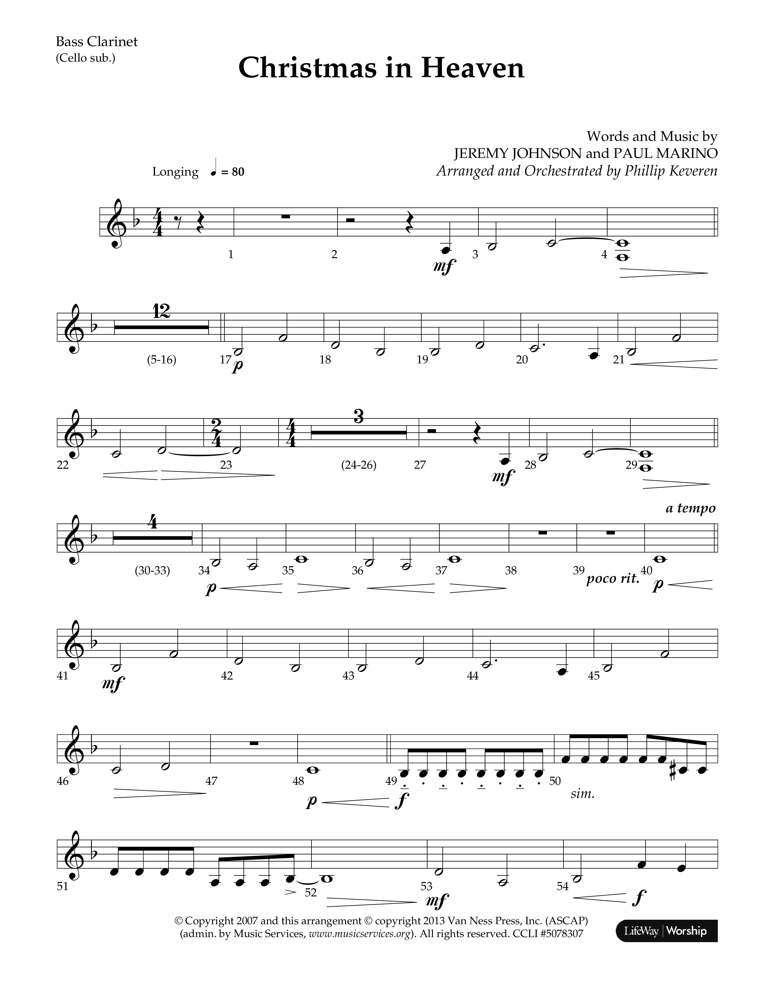 Christmas In Heaven (Choral Anthem SATB) Bass Clarinet (Lifeway Choral / Arr. Phillip Keveren)