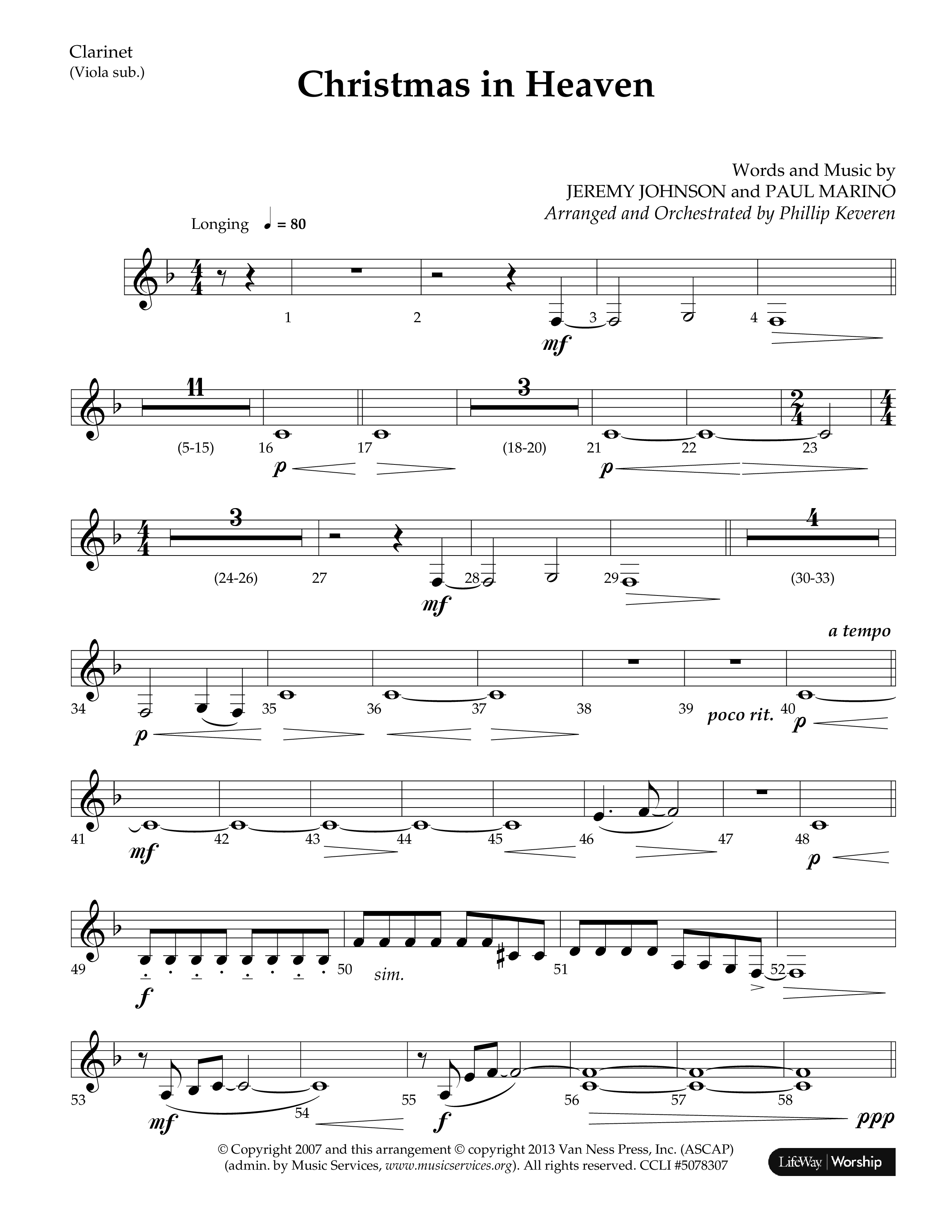 Christmas In Heaven (Choral Anthem SATB) Clarinet (Lifeway Choral / Arr. Phillip Keveren)