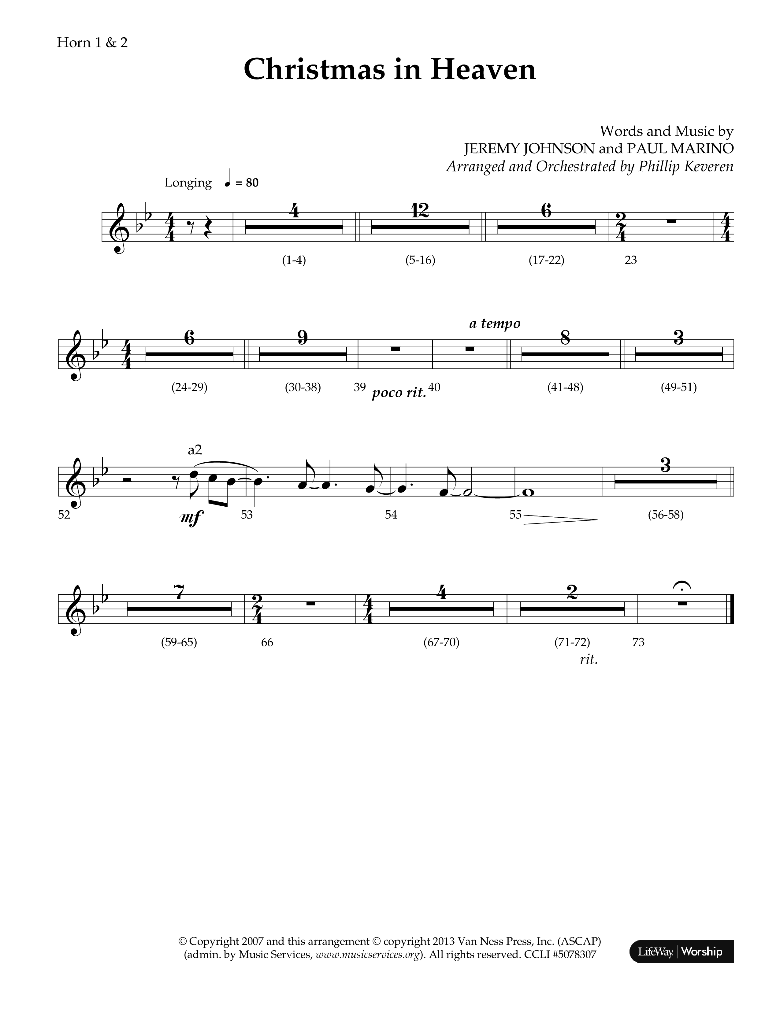 Christmas In Heaven (Choral Anthem SATB) French Horn 1/2 (Lifeway Choral / Arr. Phillip Keveren)