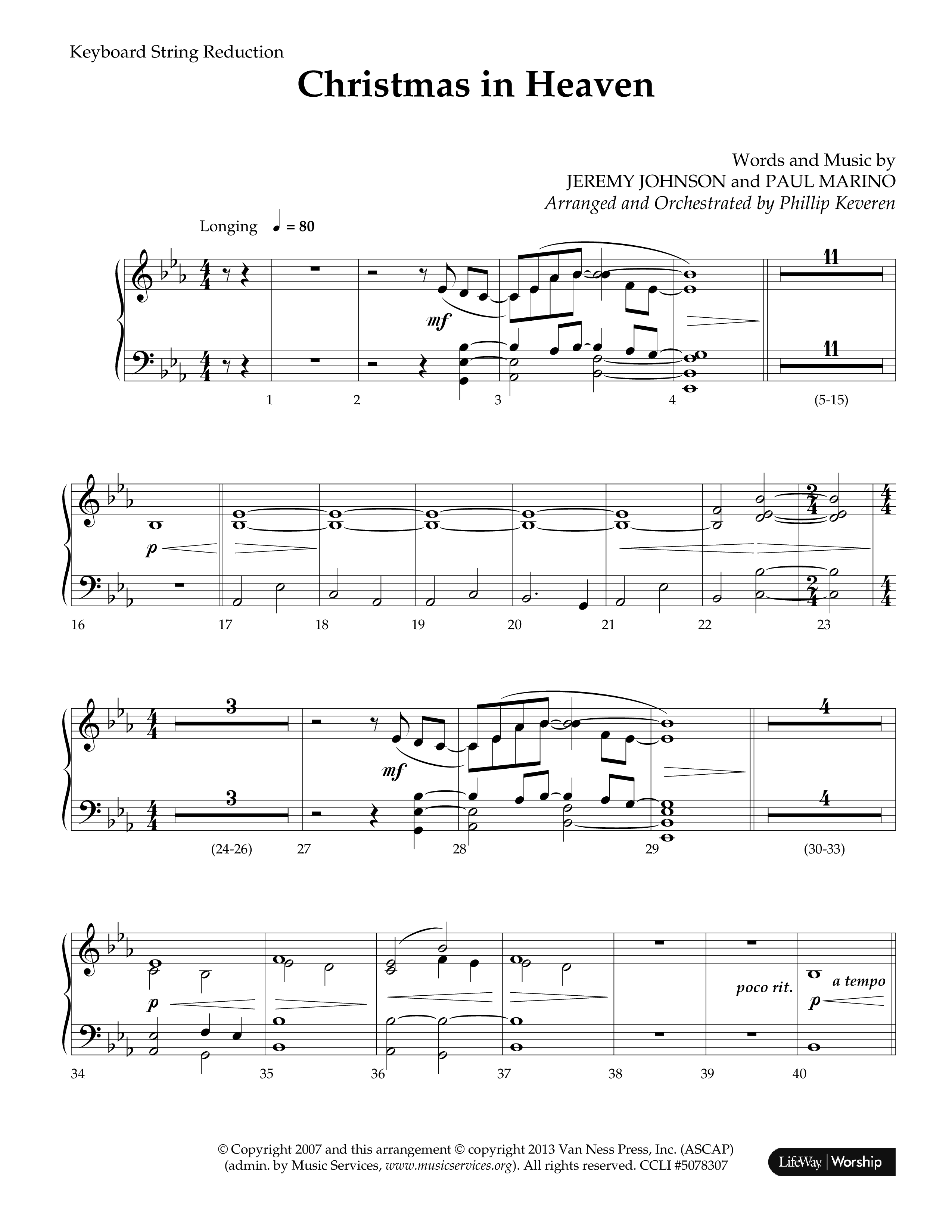 Christmas In Heaven (Choral Anthem SATB) String Reduction (Lifeway Choral / Arr. Phillip Keveren)